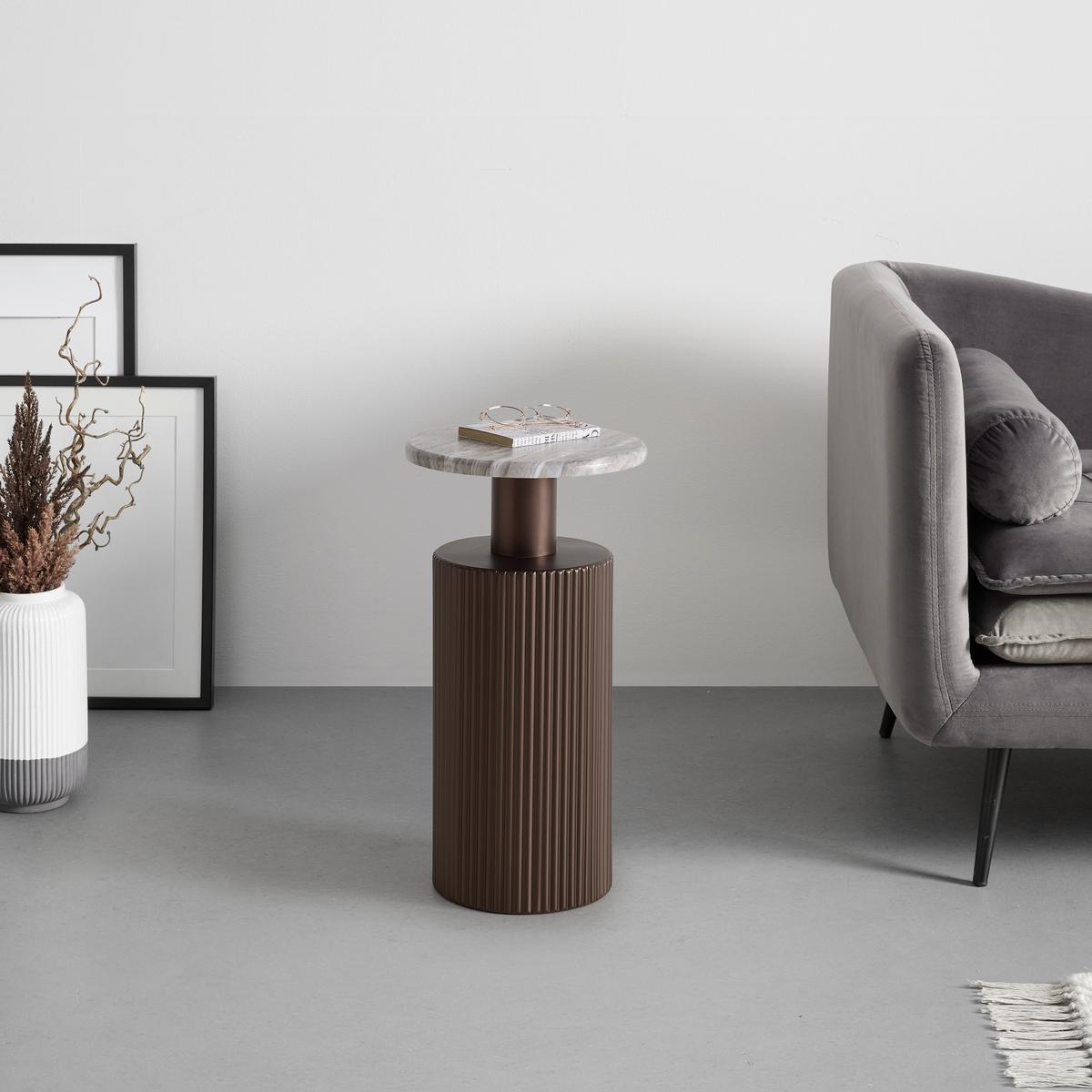 Beistelltisch Solco Naturfarben/Bronzefarben - Naturfarben/Bronzefarben, LIFESTYLE, Holzwerkstoff/Metall (30/56cm) - Premium Living