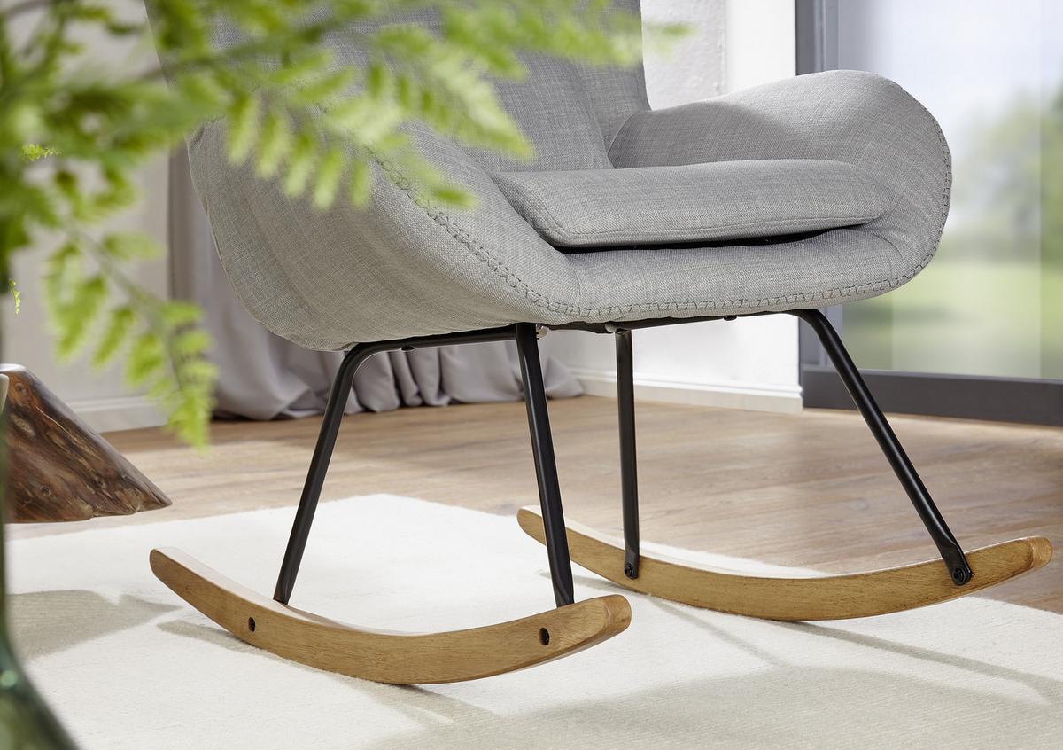 SCHAUKELSESSEL ROCKY - Eichefarben/Grau, Design, Holz/Textil (75/110/88,5cm) - MID.YOU