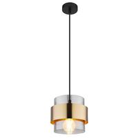 Hängeleuchte Milley in Schwarz/Messing max. 60 Watt - Messingfarben/Schwarz, MODERN, Glas/Metall (18/120cm)