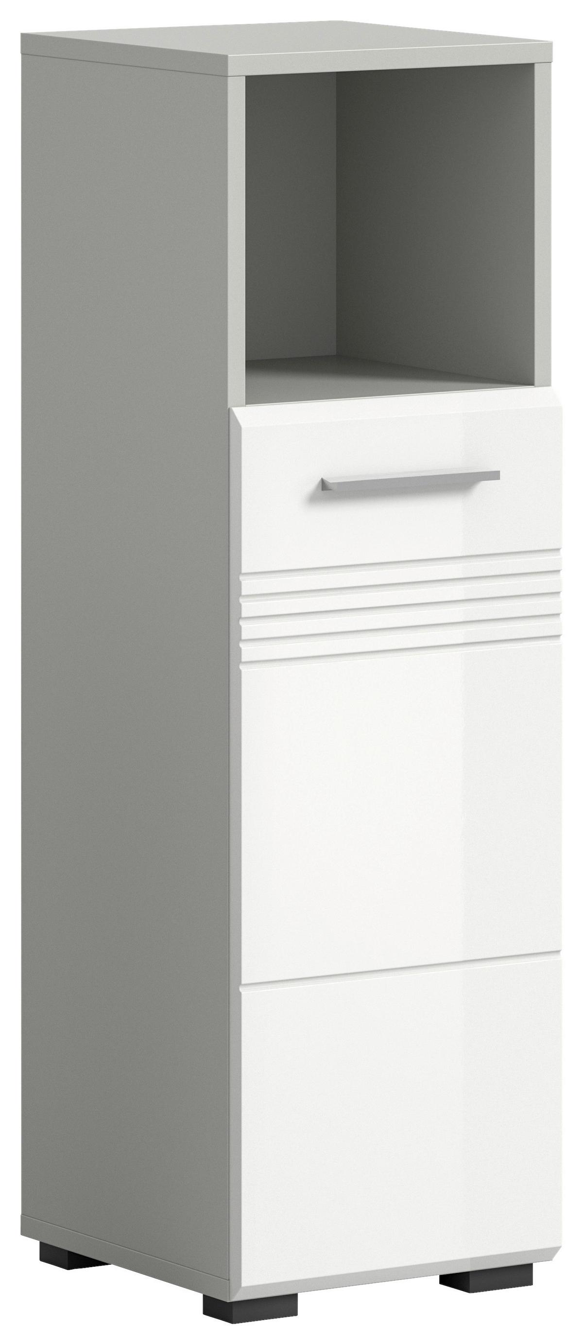 Unterschrank Copa ca. 30x95 cm Weiß/Grau - Chromfarben/Weiß Hochglanz, MODERN, Holzwerkstoff/Kunststoff (30/95/30cm) - MID.YOU