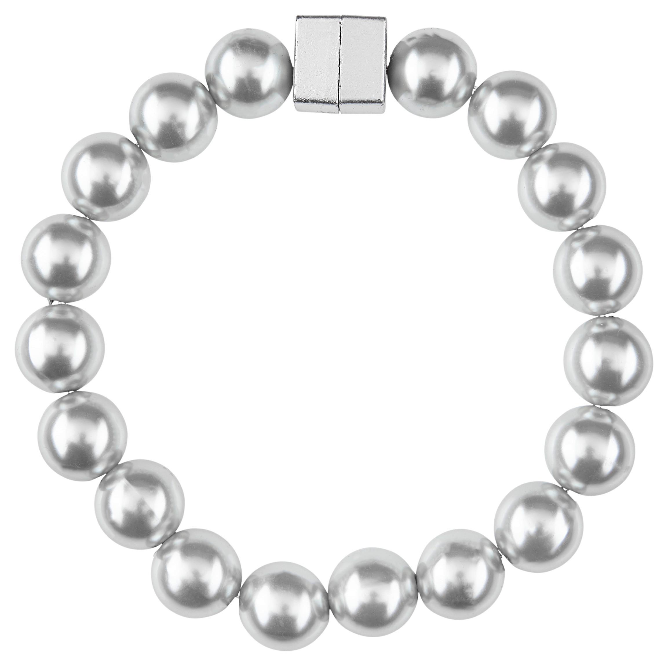 Raffhalter Perlenkette in Silber - Silberfarben, ROMANTIK / LANDHAUS, Kunststoff (29cm) - Modern Living