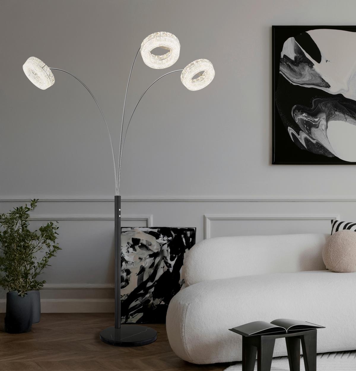 Led Podna Svjetiljka Laurel - prozirno/crna, Design, staklo/metal (82,5/102/190cm) - Globo