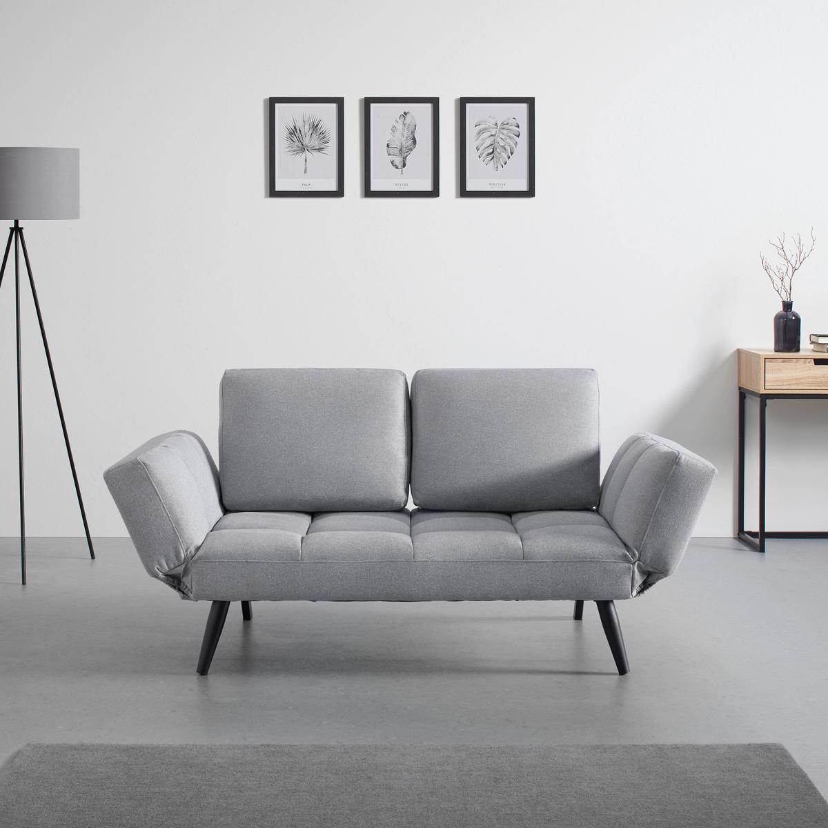 SOFA Z FUNKCJĄ SPANIA AURELIA - jasnoszary/czarny, Modern, metal/drewno (191/73/78cm) - Bessagi Home