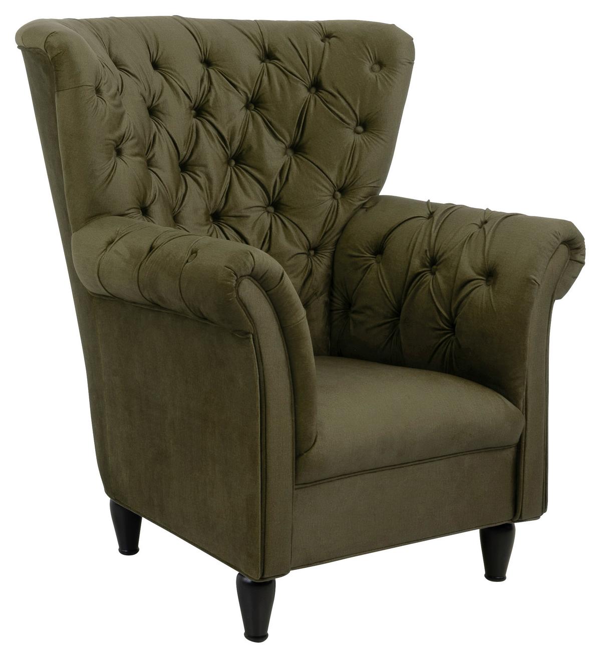 Fotelja Cupido - maslinasto zelena/crna, Design, tekstil/drvo (96/112/86cm) - Mömax