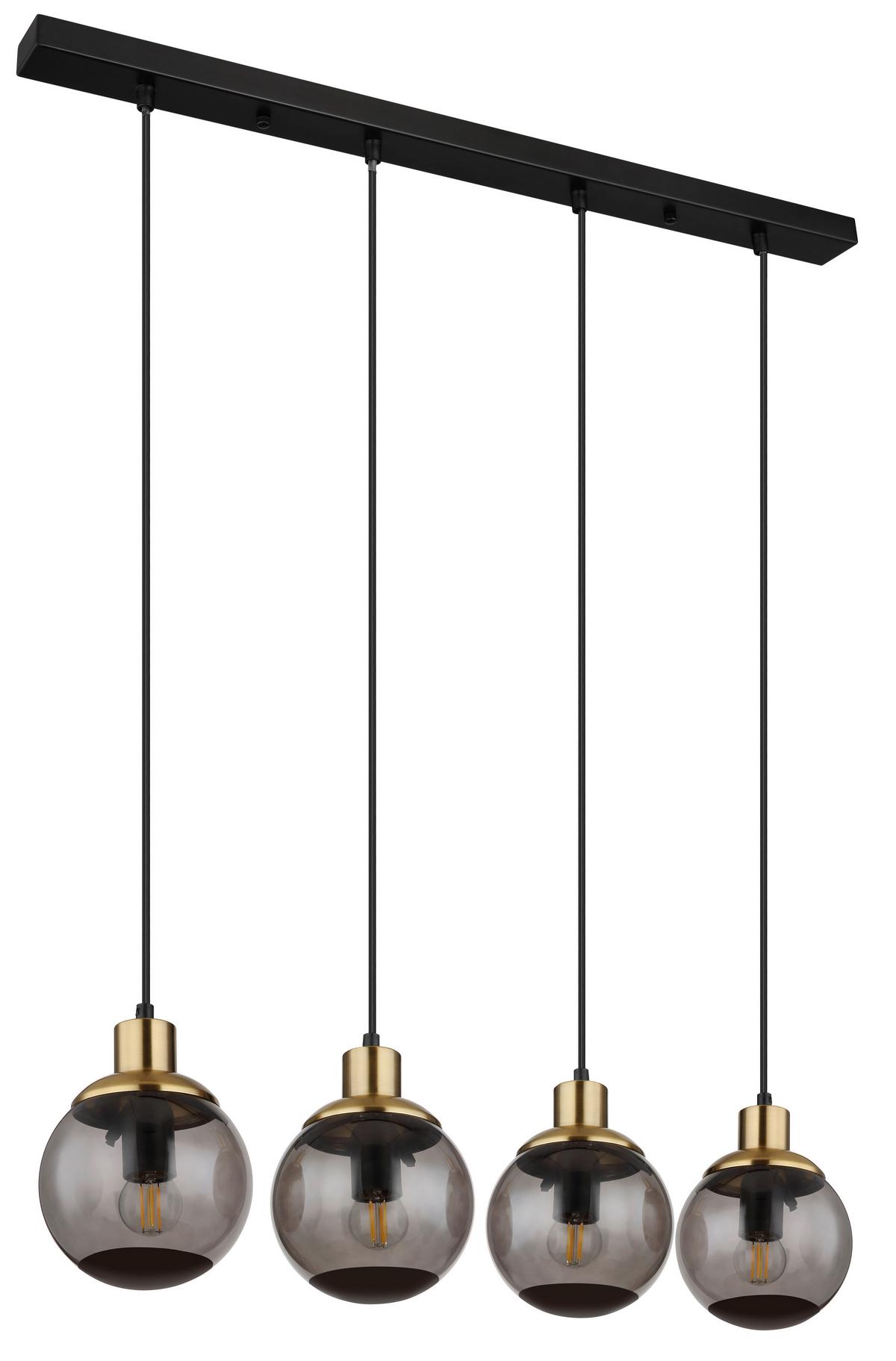 Hängeleuchte Potter Schwarz max. 25 Watt - Messingfarben/Schwarz, Design, Glas/Kunststoff (75/15/110cm) - Globo