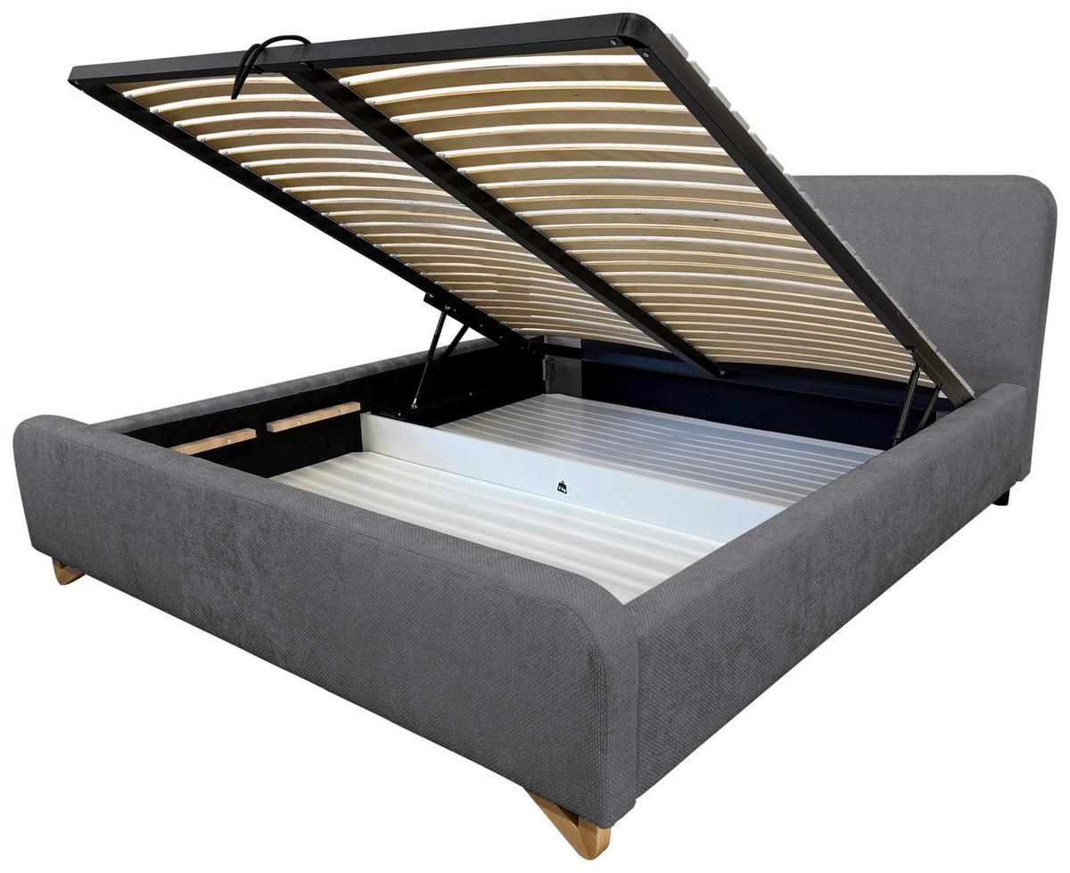 Oblazinjena Postelja Flamingo, Antracit, 180x200cm - svetlo rjava/črna, Moderno, kovina/umetna masa (180/200cm) - MID.YOU