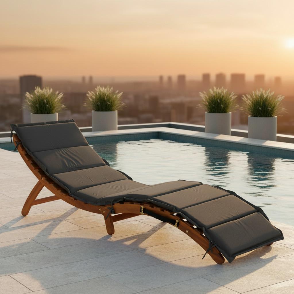 Gartenliege Honopu Naturfarben inkl. Auflage - Grau/Akaziefarben, KONVENTIONELL, Holz/Textil (54/60/180cm) - Gardenson