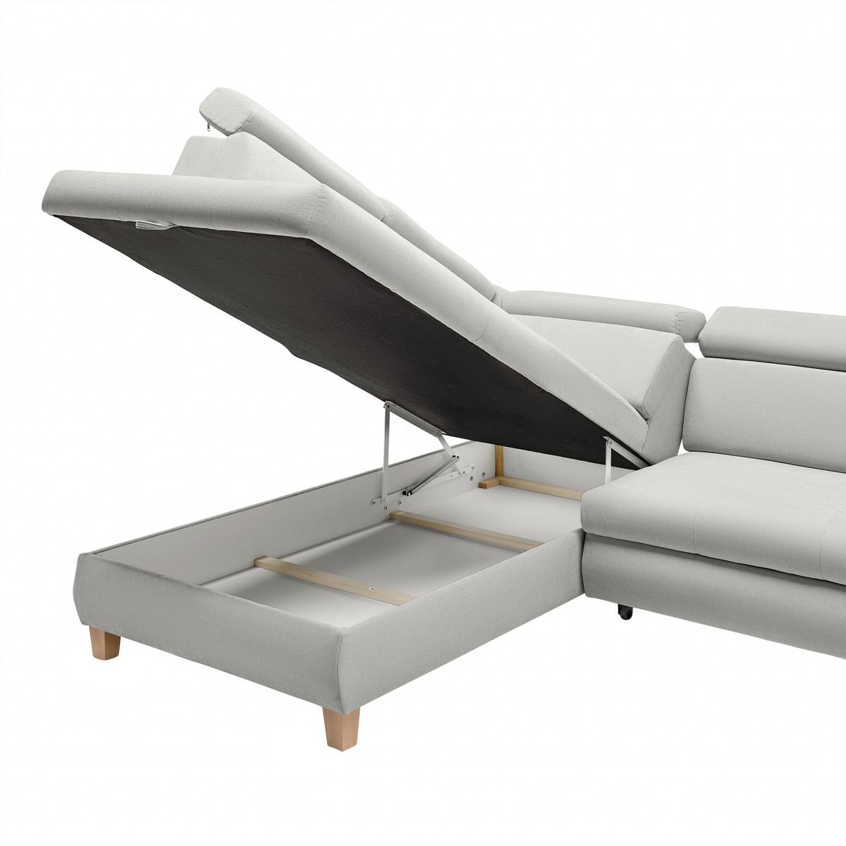 Wohnlandschaft Lugo Grauweiß - Grauweiß, MODERN, Holz/Kunststoff (205/98/266cm) - Mömax