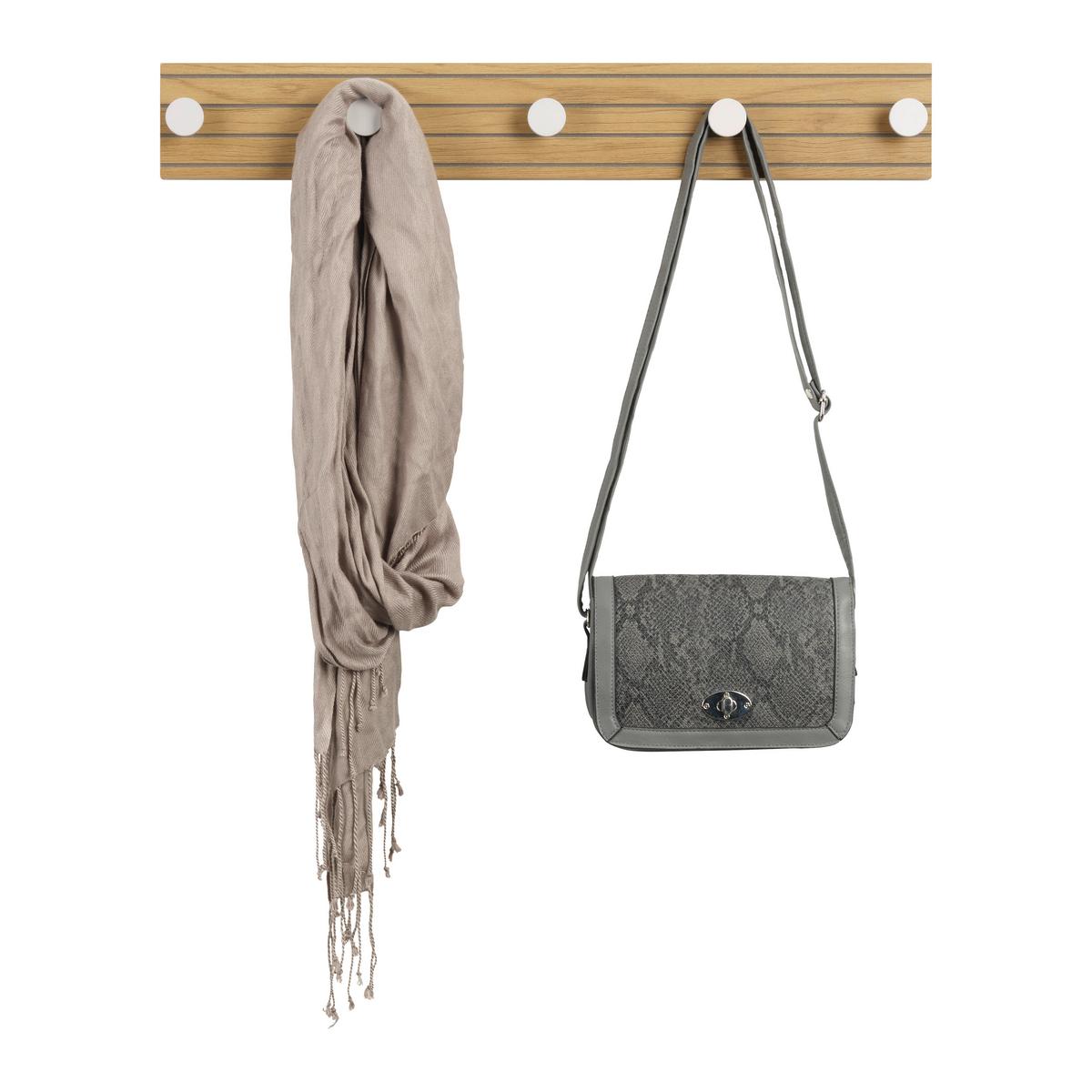 Wandgarderobe Polar 5 Eiche-/Kaschmirfarben - Kaschmir/Eichefarben, MODERN, Holzwerkstoff/Metall (60/9/4cm) - Mömax