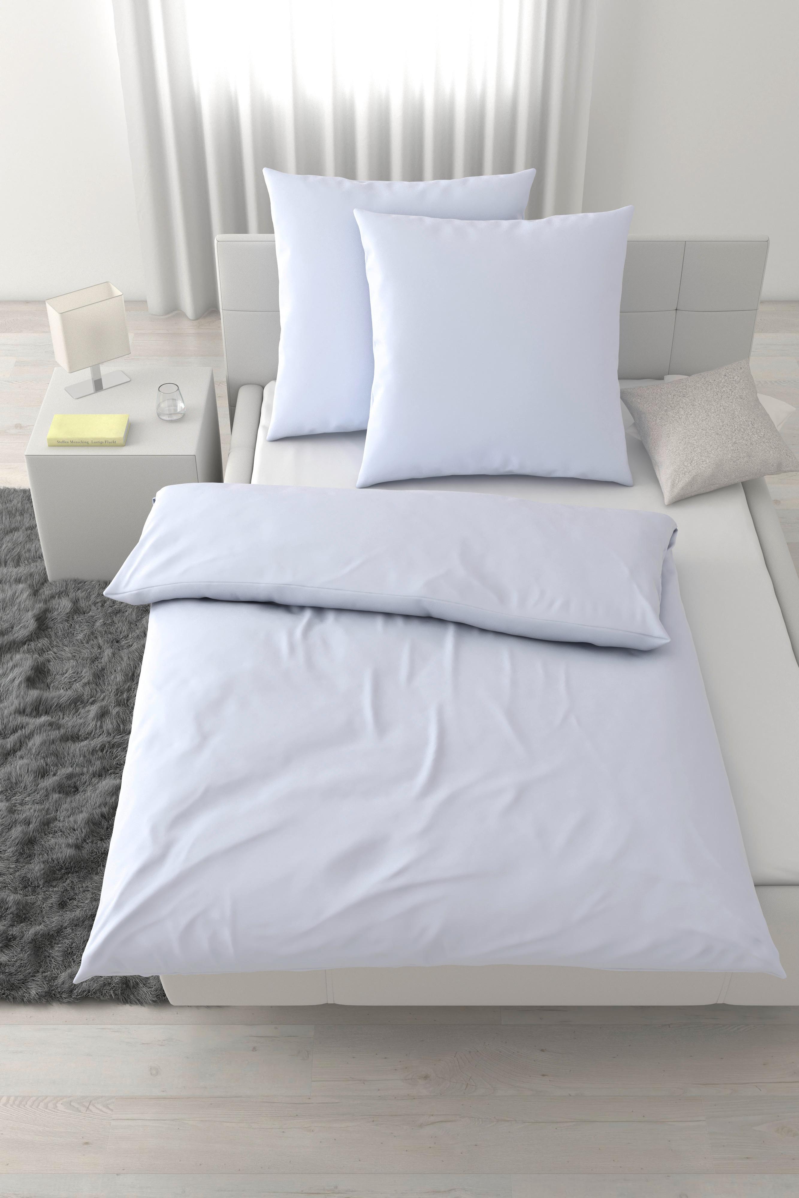 Bettwäsche Xenia Uni XXL Weiß ca. 200x200cm - Weiß, MODERN, Textil (200/200cm) - Premium Living