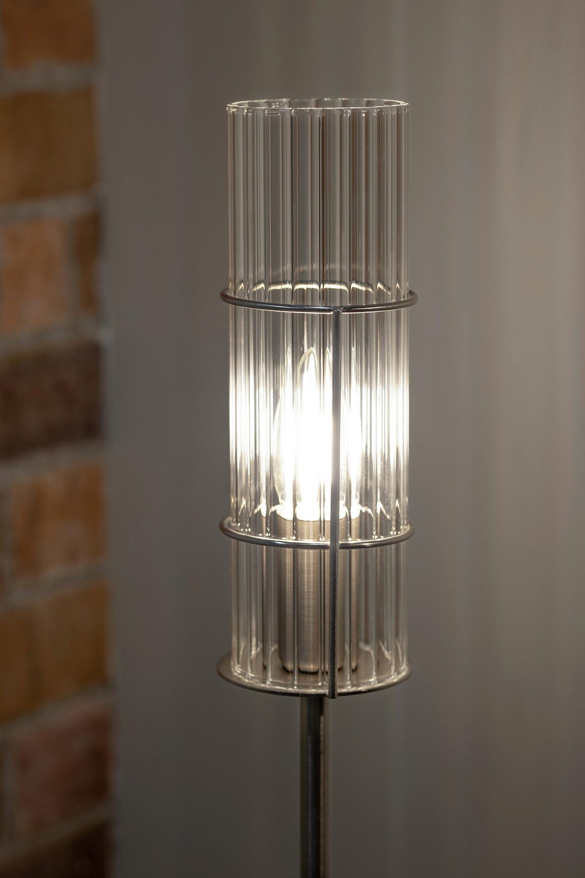 Tischleuchte Tubo Table Silberfarben max. 40 Watt - Transparent/Silberfarben, Basics, Glas/Metall (13/13/50cm) - Markslöjd