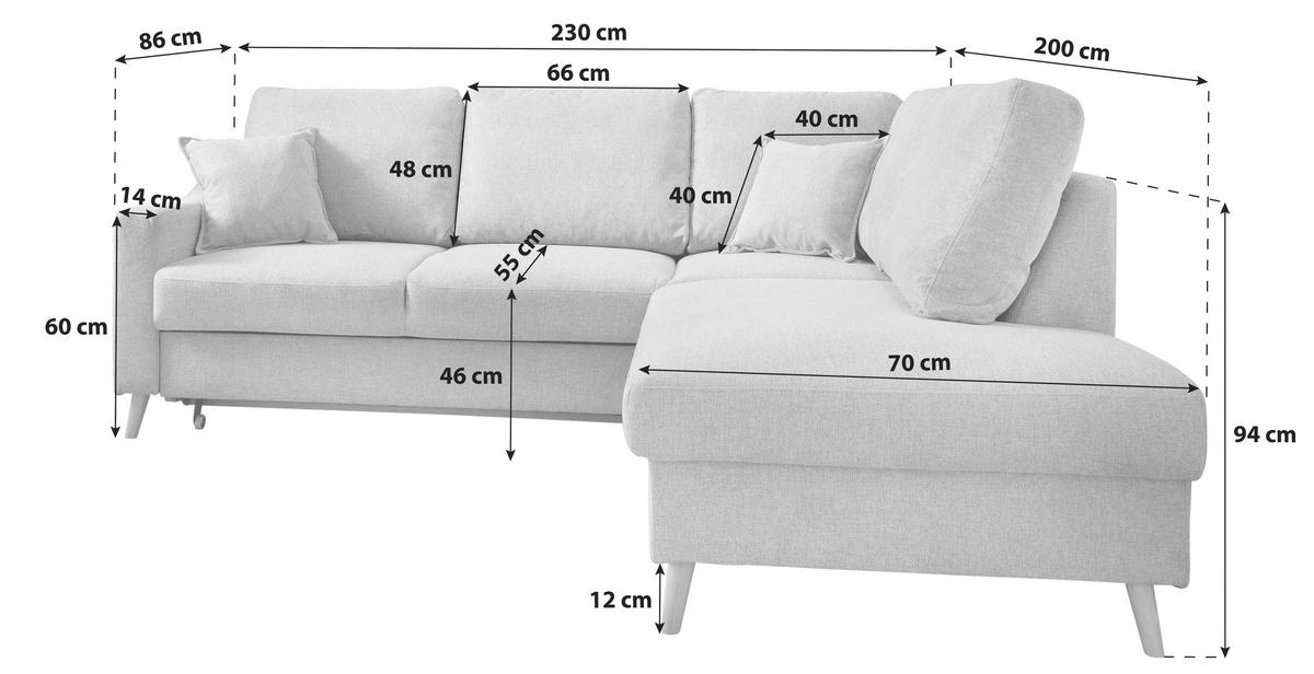 Wohnlandschaft Valentina Anthrazit Struktur - Anthrazit/Naturfarben, KONVENTIONELL, Holz/Textil (230/200cm) - P & B