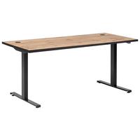 Schreibtisch Serie 2000 ca 160x75 cm Eiche - Eichefarben/Schwarz, KONVENTIONELL, Holzwerkstoff/Metall (160/70,5-117/75cm) - MID.YOU