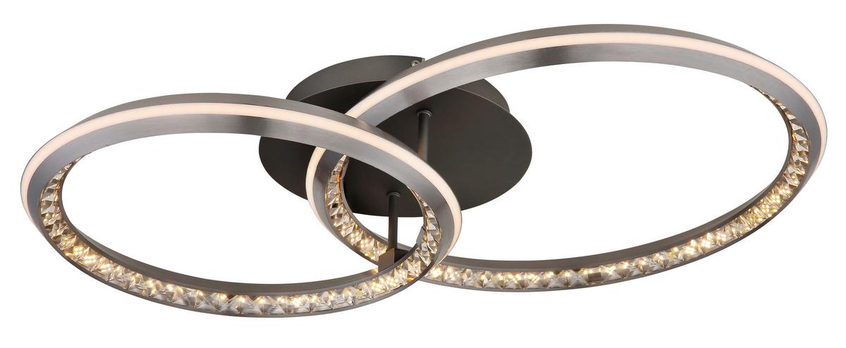 LED-DECKENLEUCHTE 67329-50 ALAINA - Opal/Grau, Design, Kunststoff/Metall (75/50/14cm) - Globo