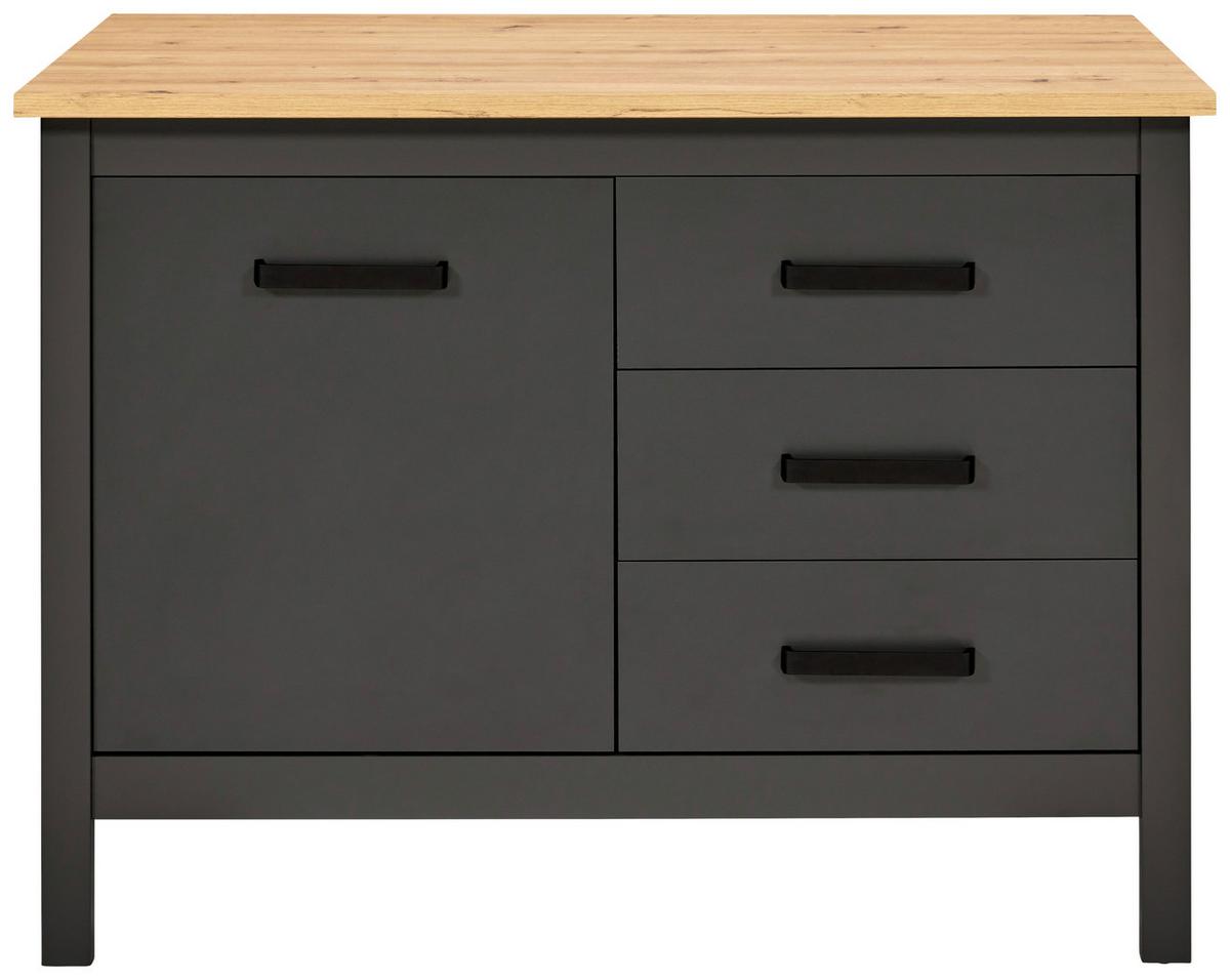 Kücheninsel Venet, Anthrazit/Artisan Eiche - Anthrazit/Schwarz, ROMANTIK / LANDHAUS, Holzwerkstoff/Metall (124/91/60cm) - Mömax