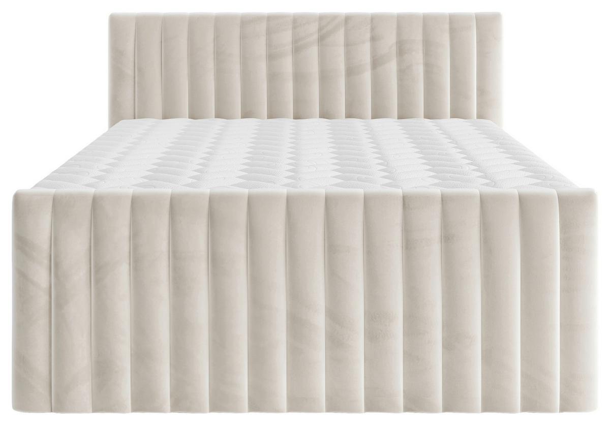 Boxspringbett Simon in Beige ca. 160x200cm - Beige/Schwarz, Konventionell, Holzwerkstoff/Kunststoff (160/200cm) - Premium Living