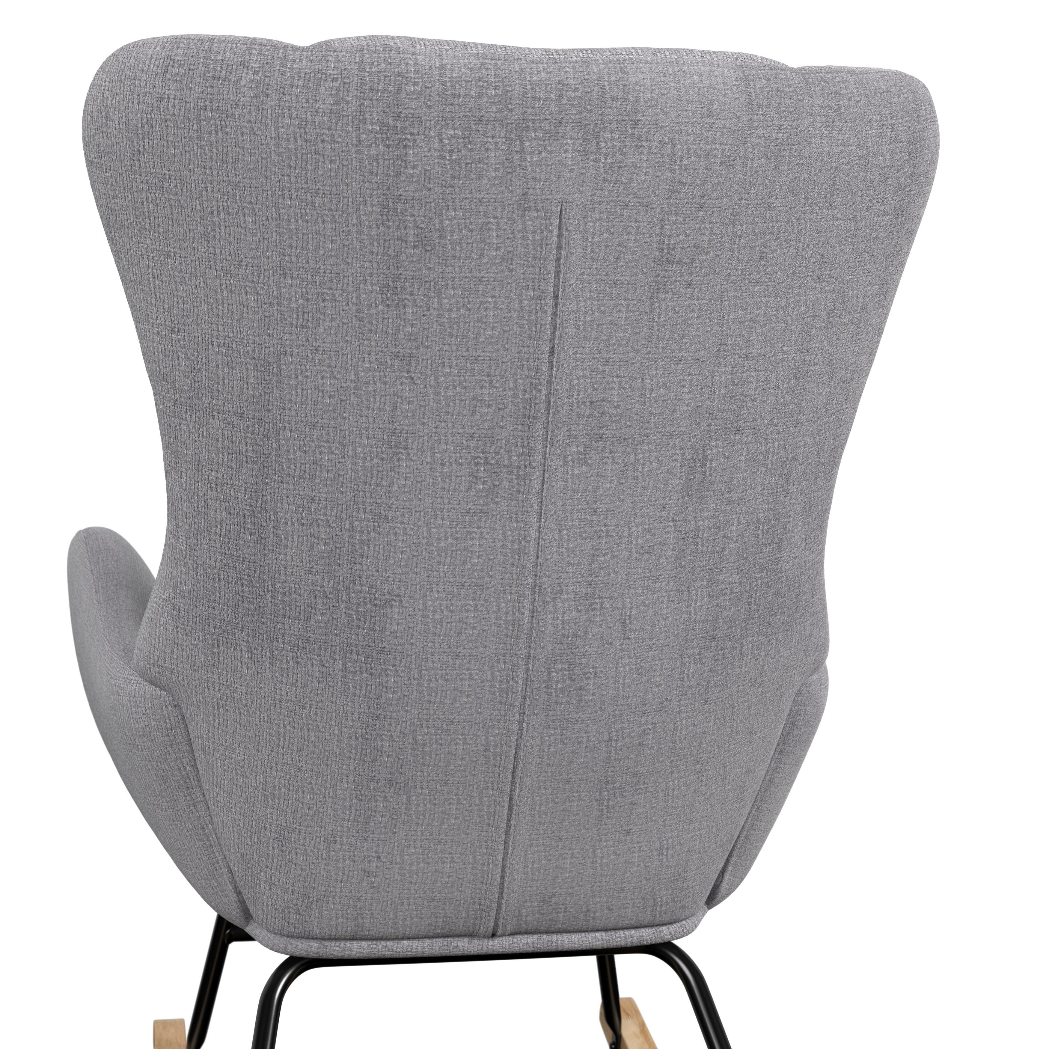 RELAXFÅTÖLJ EMILIO - grå/naturfärgad, Modern, metall/trä (68/92/87cm) - Bessagi Home