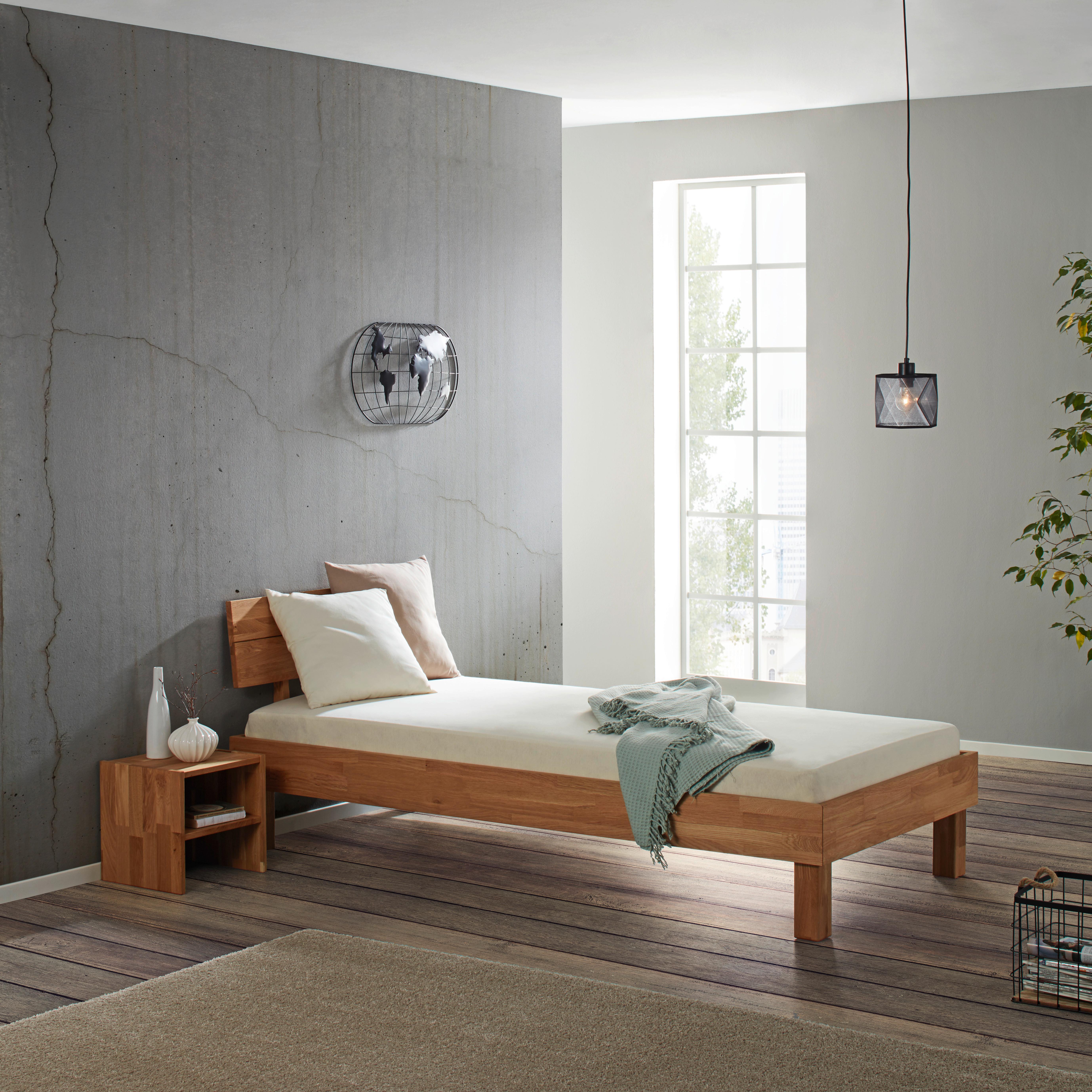 Bett aus Eiche massiv ca. 90x200cm - Eichefarben, KONVENTIONELL, Holz (90/200cm) - Based