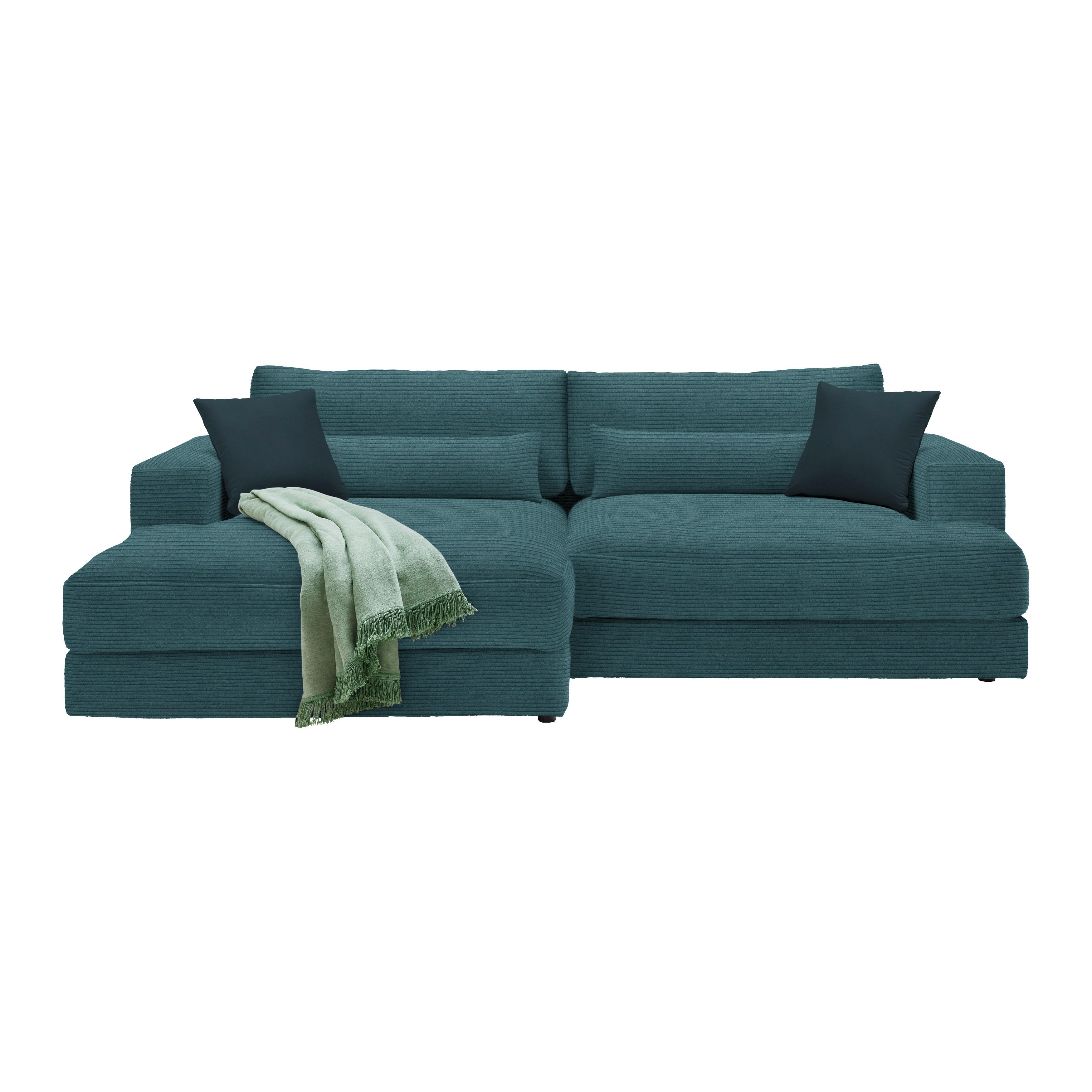 Ecksofa Fabiona links Petrol - Schwarz, MODERN, Holz/Kunststoff (194/85/268cm) - Premium Living