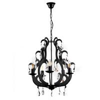 Kristall-Hängeleuchte Jane Schwarz max. 6 Watt - Schwarz, Trend, Glas/Metall (45/110cm)