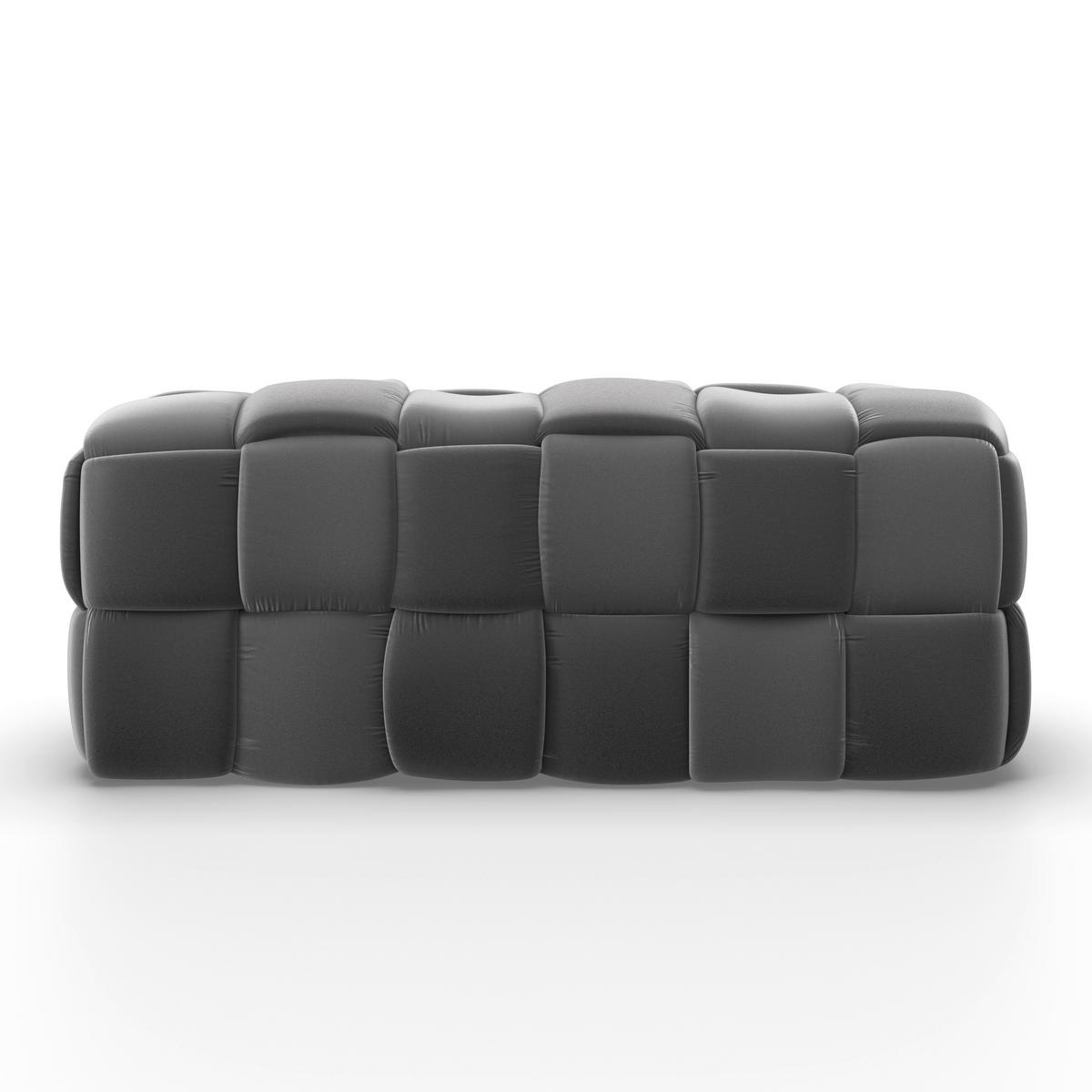 Hockerbank Ella Grau Samt Gepolstert - Schwarz/Grau, MODERN, Holz/Kunststoff (118/47/47cm) - Bessagi Home