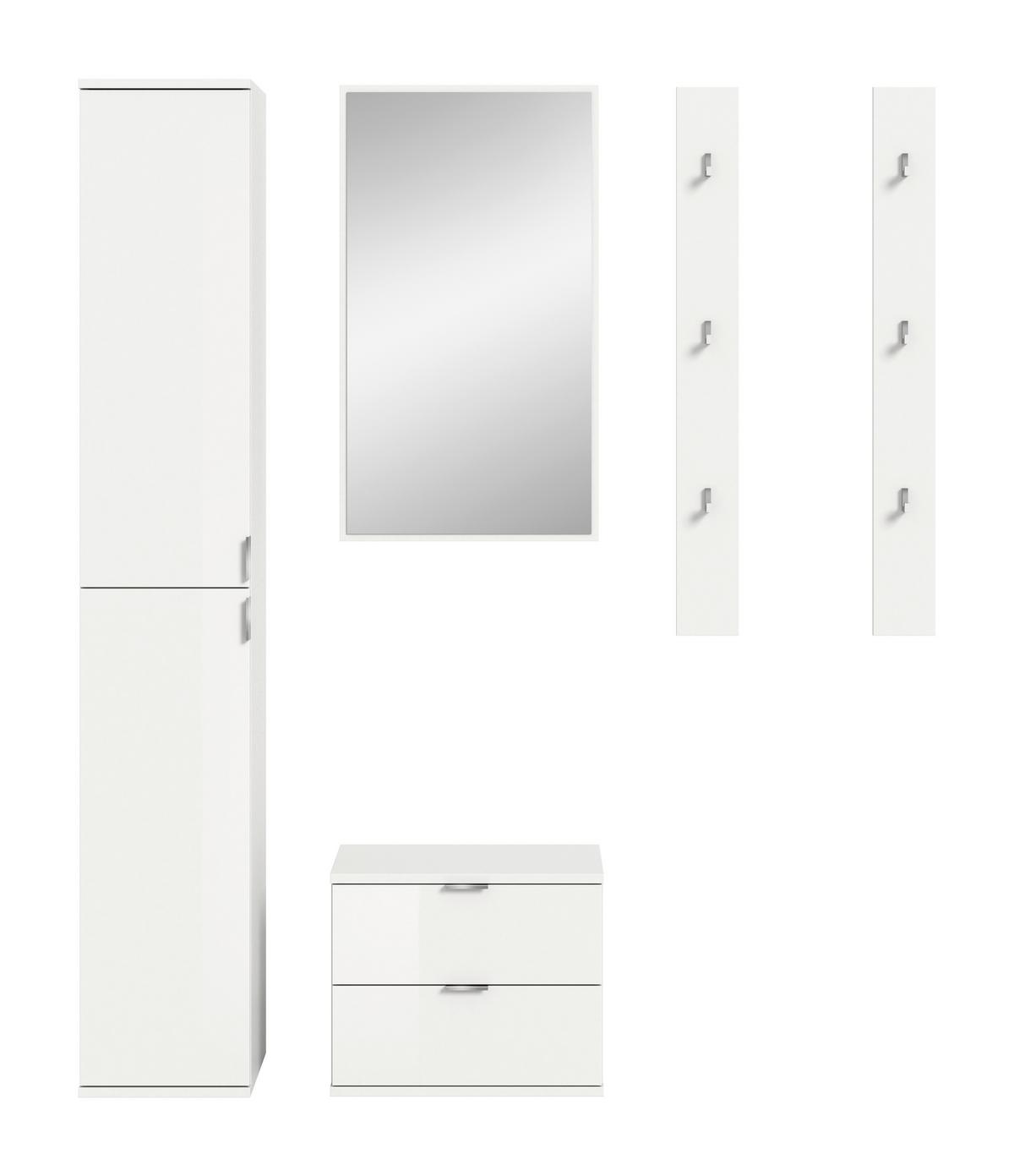 GARDEROBE PROJEKT X - Weiss Hochglanz/Weiss, Design, Holzwerkstoff (148/193/34cm) - Livetastic