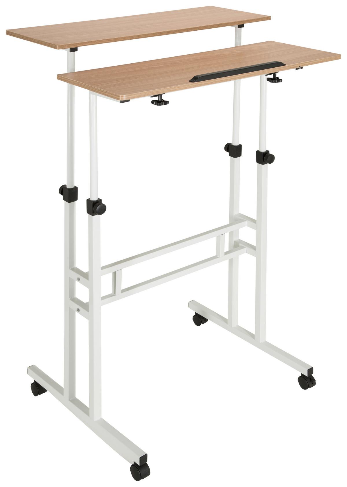 Pisalna Miza Workstation I, Bela, Hrast - barve hrasta/bela, Basics, kovina/umetna masa (120/82-128/60cm) - MID.YOU