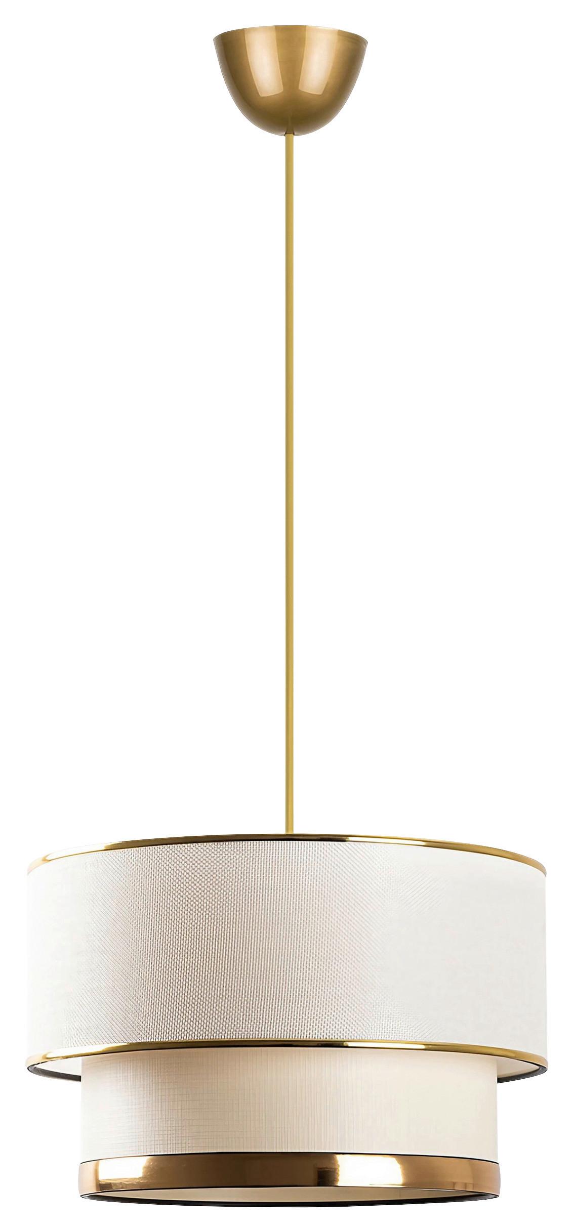 LAMPA WISZĄCA CAKE - CREAM, GOLD - kremowy/kolor złoty, Design, metal/tkanina (30/65cm) - P & B