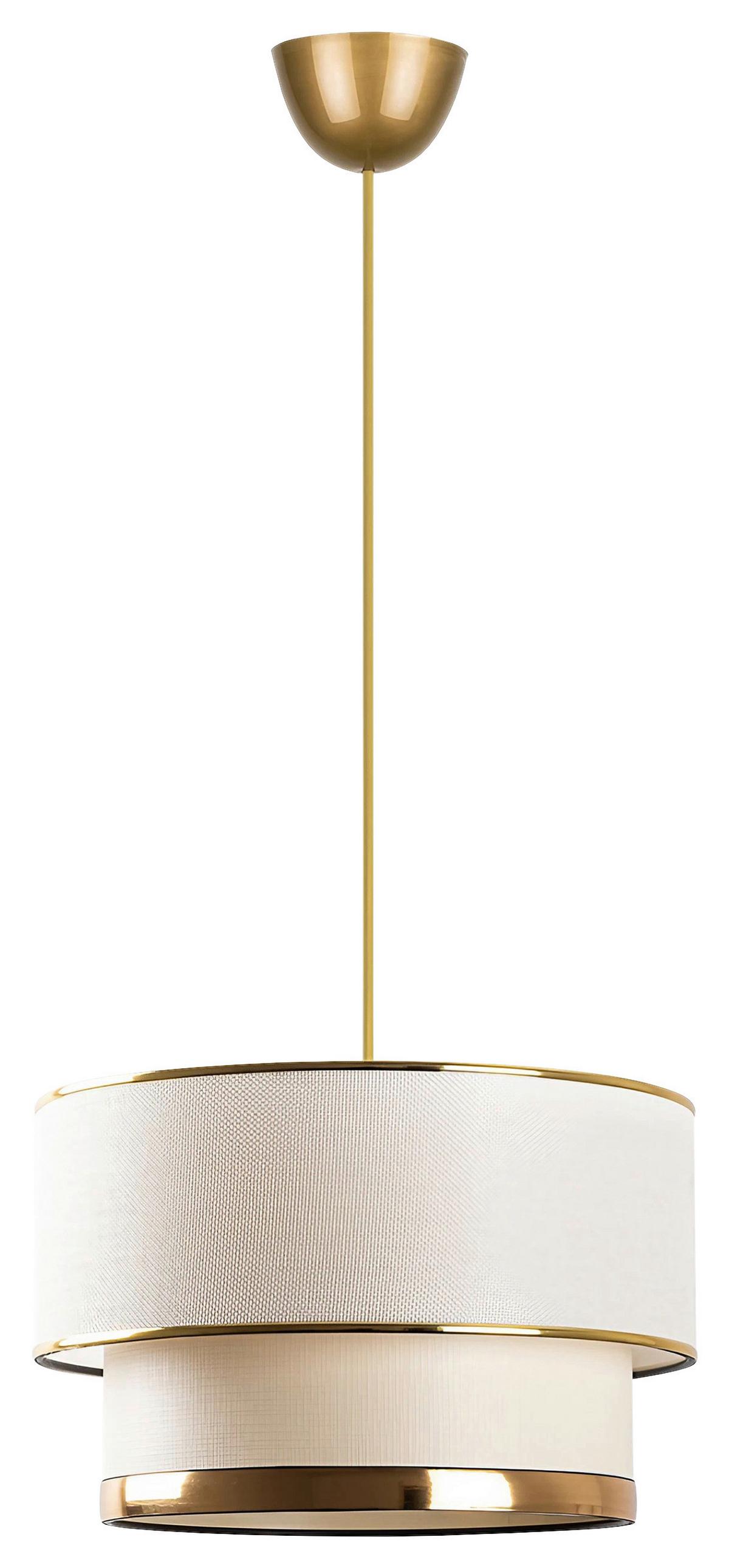 LAMPA WISZĄCA CAKE - CREAM, GOLD - kremowy/kolor złoty, Design, metal/tkanina (30/65cm) - P & B