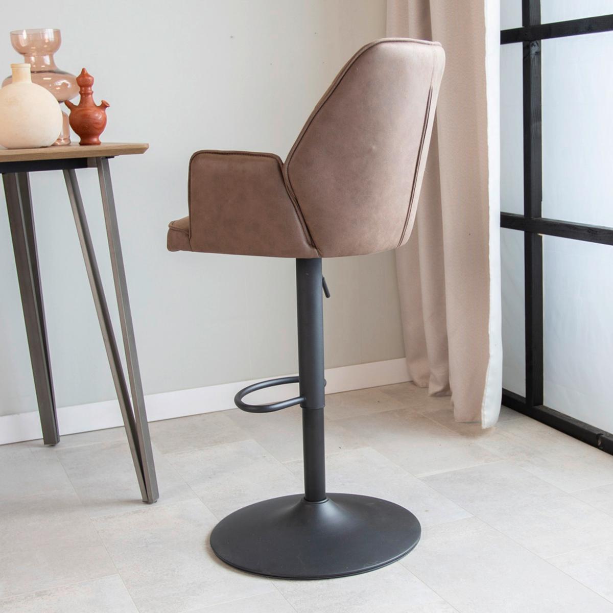 Barhocker Donny ca. 42x114 cm Taupe - Taupe/Schwarz, KONVENTIONELL, Textil/Metall (42/114/52cm) - MID.YOU