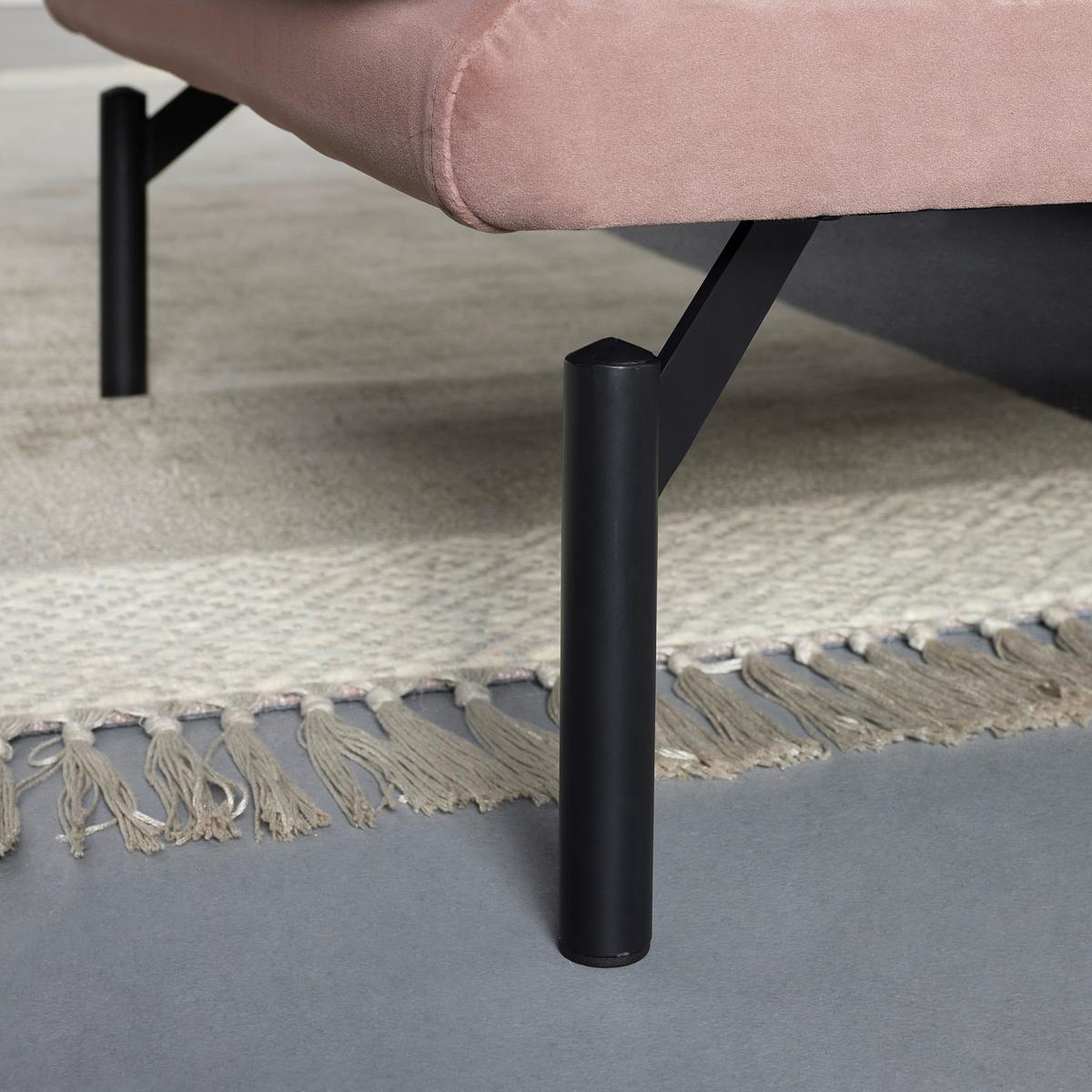 Wohnlandschaft Rosa in Rosa Samt - Schwarz/Rosa, Modern, Textil/Metall (226/84/163cm) - Bessagi Home