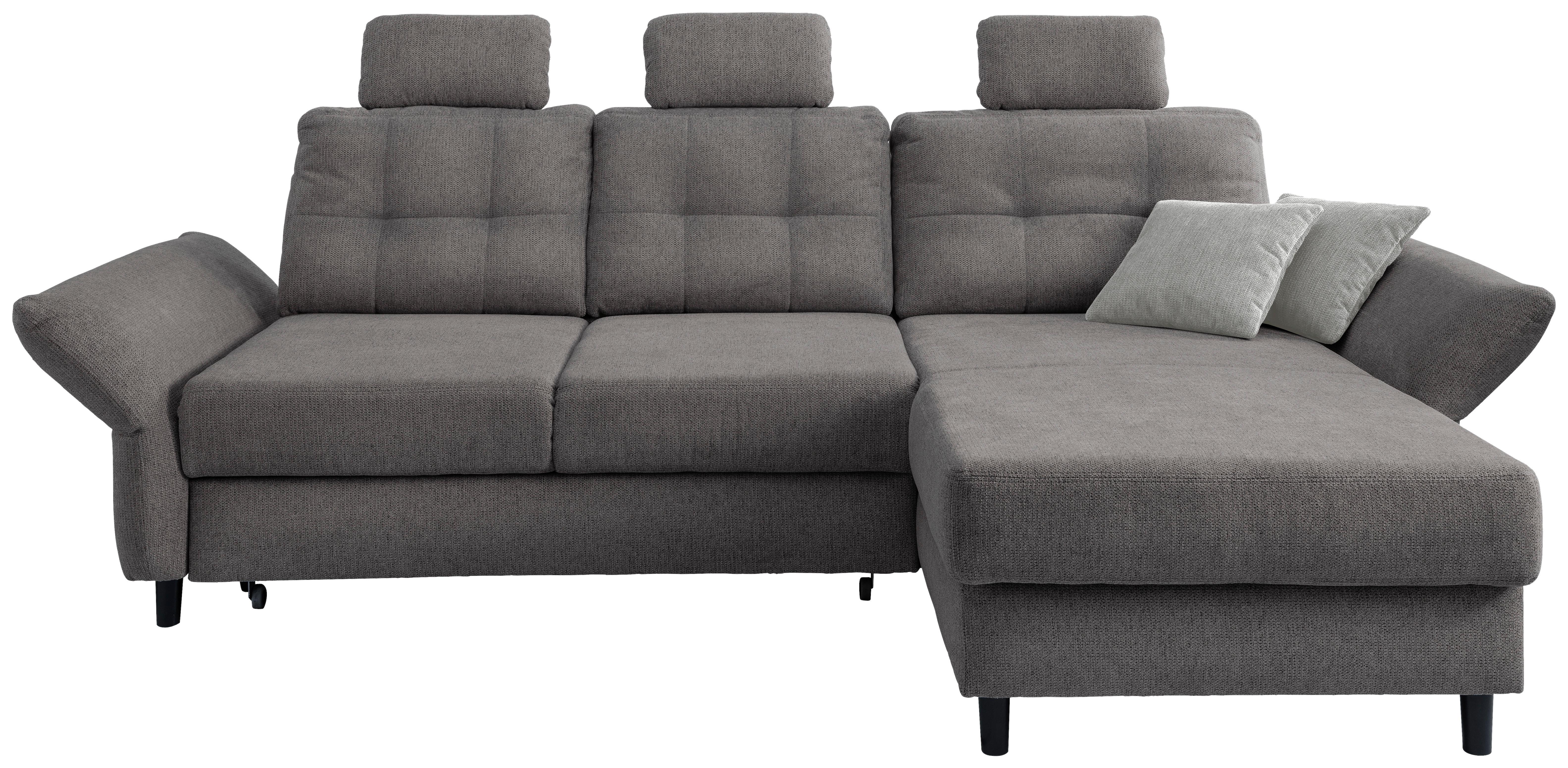 Wohnlandschaft Brizzini Graubraun Chenille - Graubraun/Hellgrau, MODERN, Holz/Textil (250-280/176cm) - Livetastic