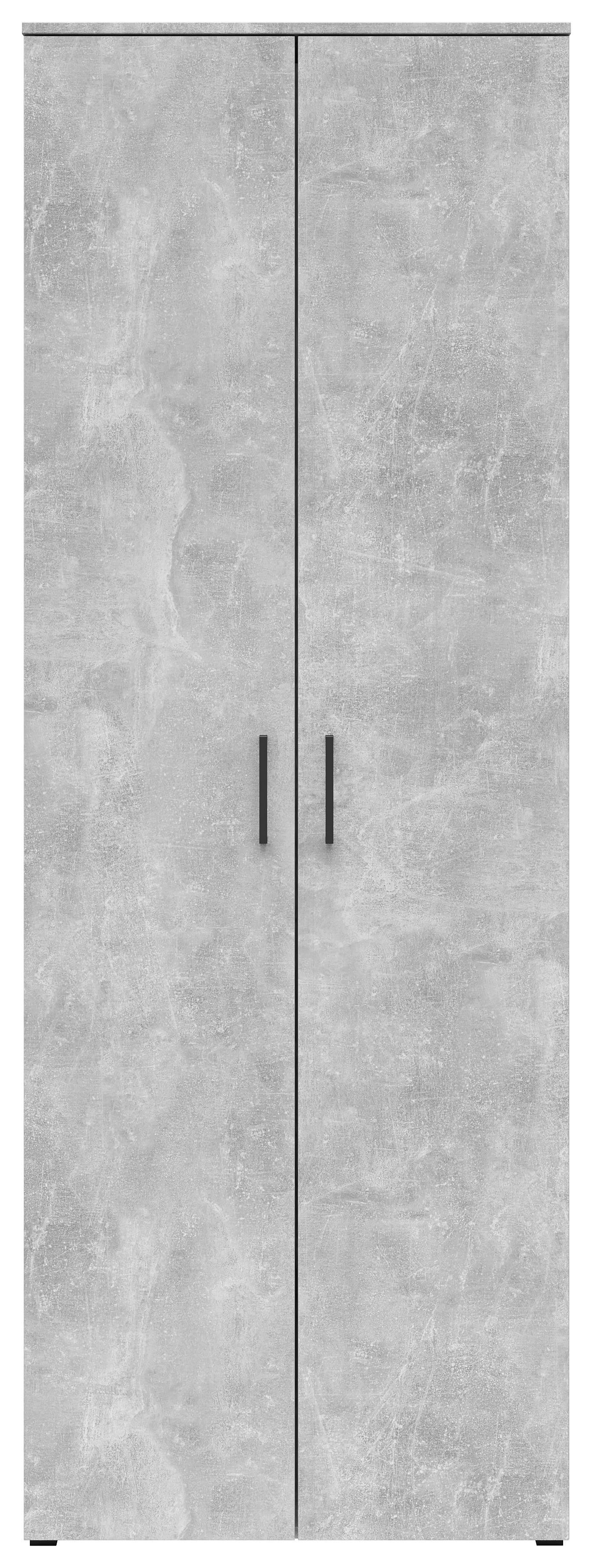 Schrank Multistauraum Betonoptik - Schwarz/Grau, MODERN, Holzwerkstoff/Kunststoff (70/195/40cm) - Mömax