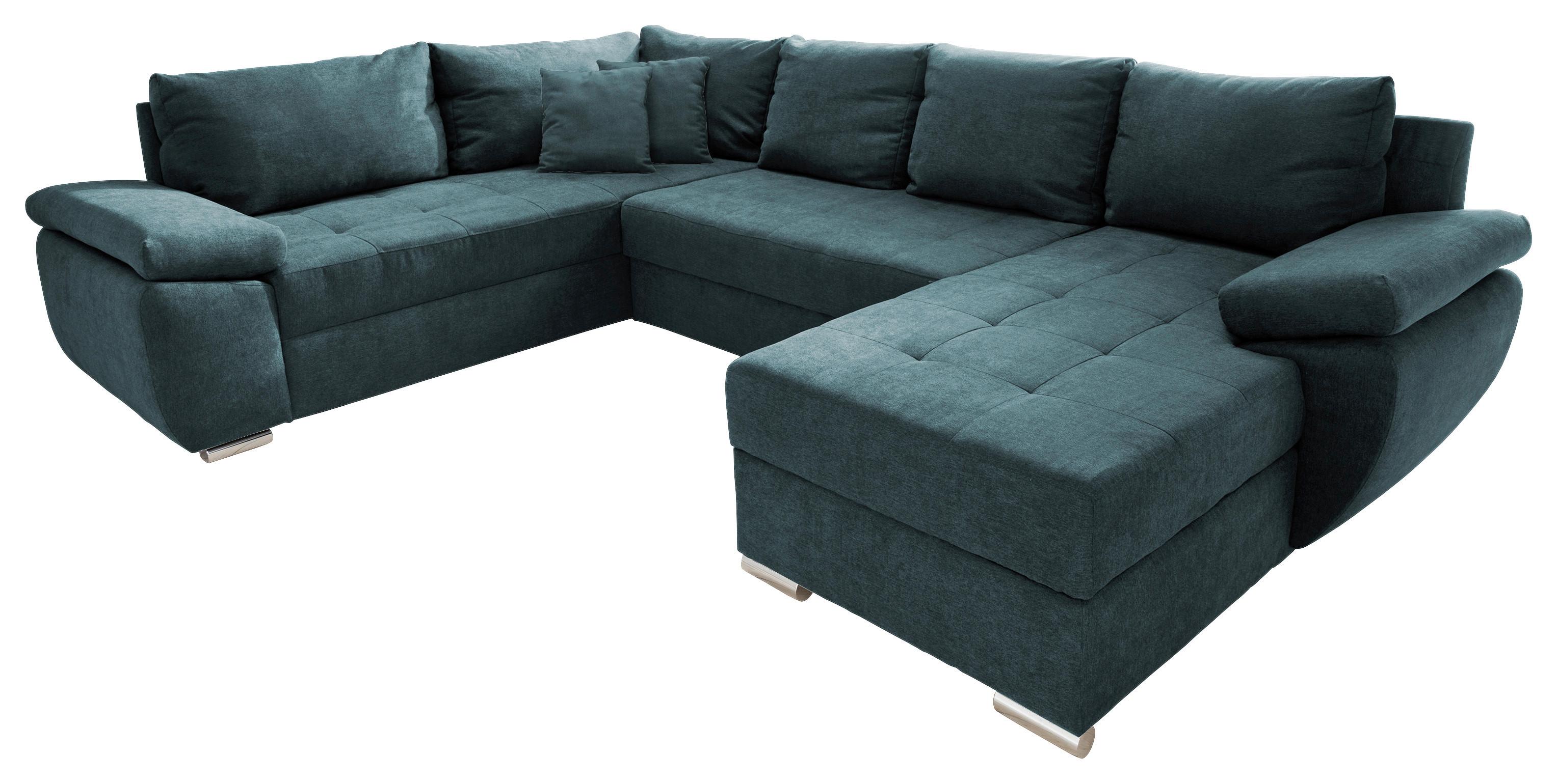 Sedežna Garnitura Terana, Modra, Ležišče, Predal - barve kroma/modra, Konvencionalno (219/305/157cm) - Premium Living