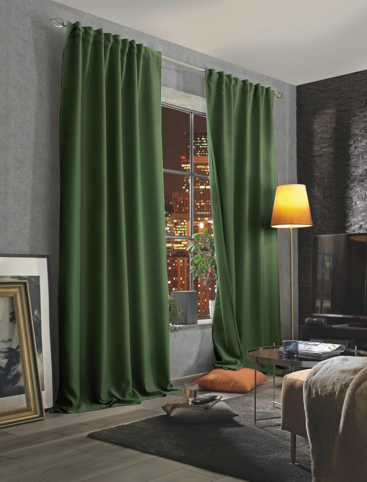 Lärmschutzvorhang Acustico Olivgrün ca. 135x200cm - Olivgrün, Textil (135/225cm) - HOMEBasics