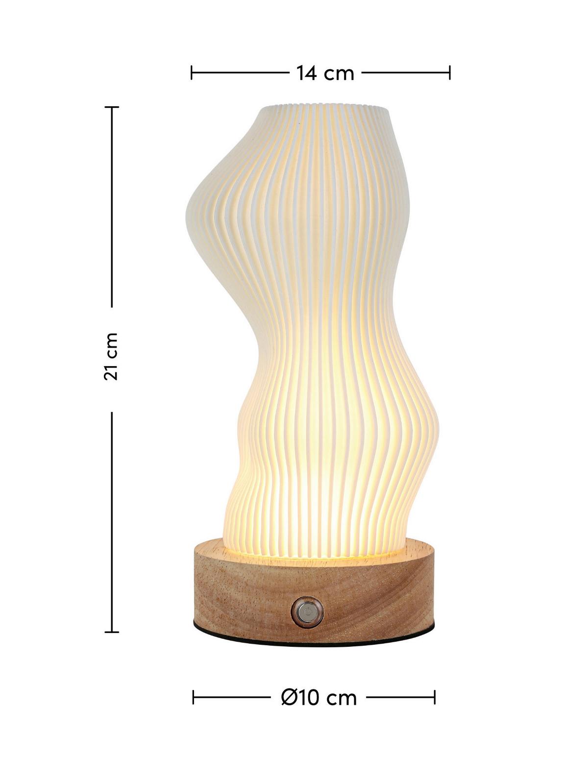 Akku-Tischleuchte Girtl Weiß max. 3 Watt - Weiß/Naturfarben, MODERN, Holz/Kunststoff (14cm) - Mömax