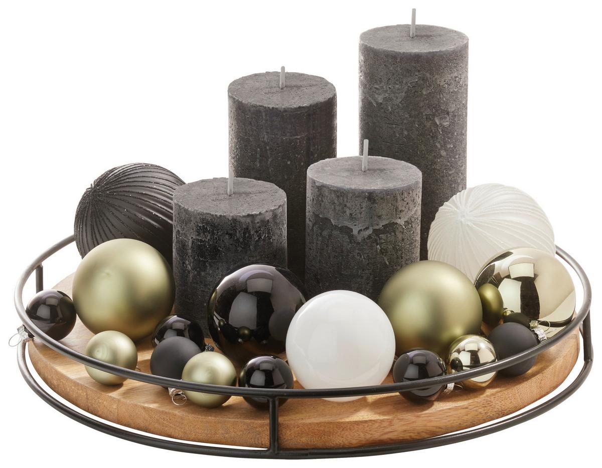 Dekotablett Opura II Braun/Schwarz - Schwarz/Braun, MODERN, Holz/Metall (34/4cm) - Premium Living