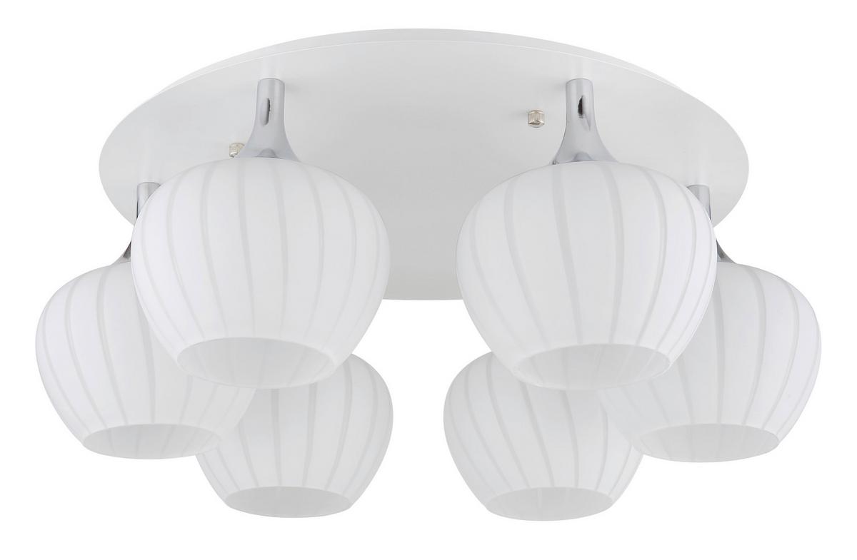 Deckenleuchte Maxy Opal/Chromfarben max. 40 Watt - Chromfarben/Opal, KONVENTIONELL, Glas/Metall (65/25,5cm) - Globo