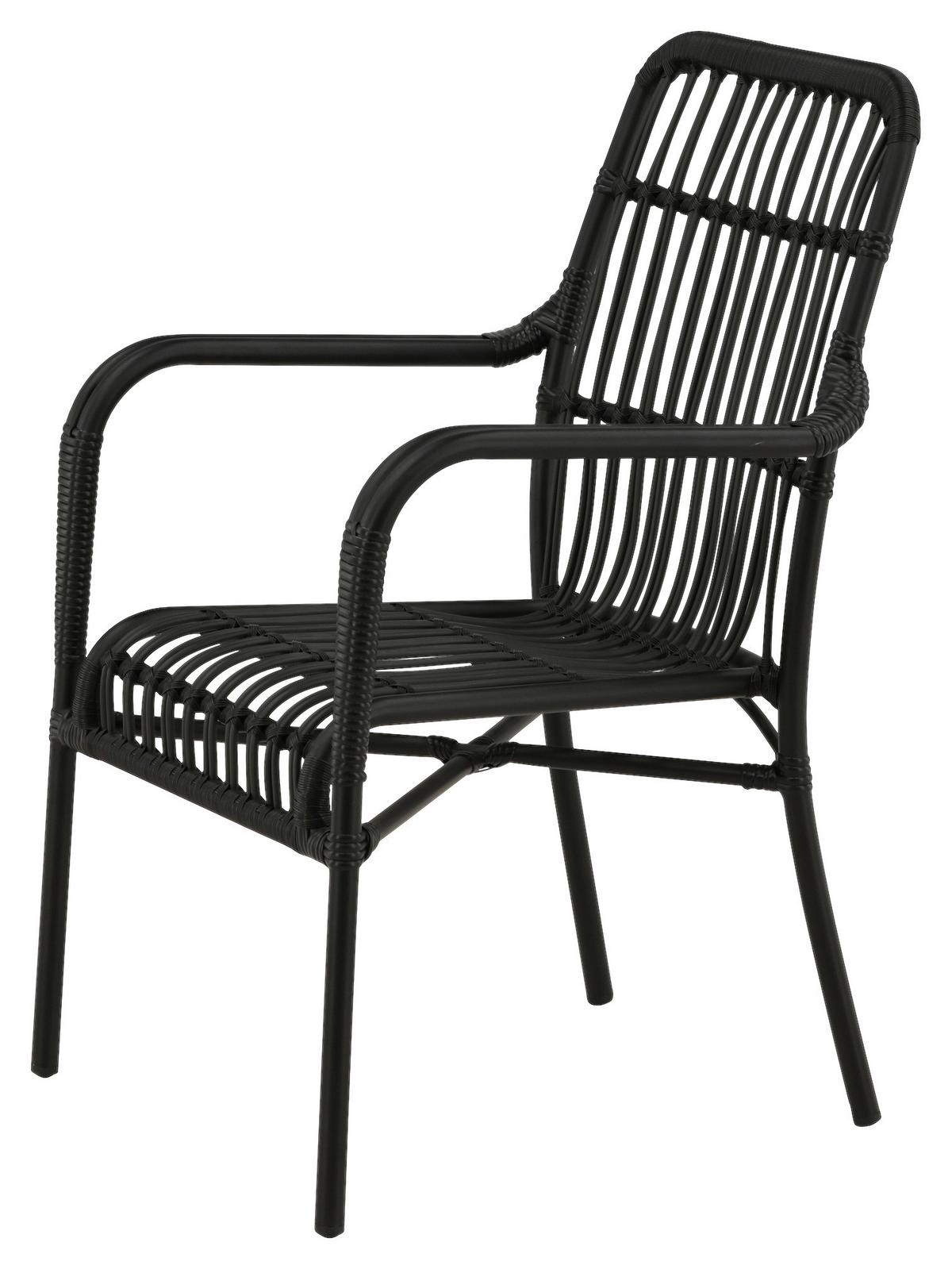 Loungesessel Rizal ca. 57x90 cm Schwarz - Schwarz, KONVENTIONELL, Kunststoff/Metall (57/90/64cm) - Gardenson