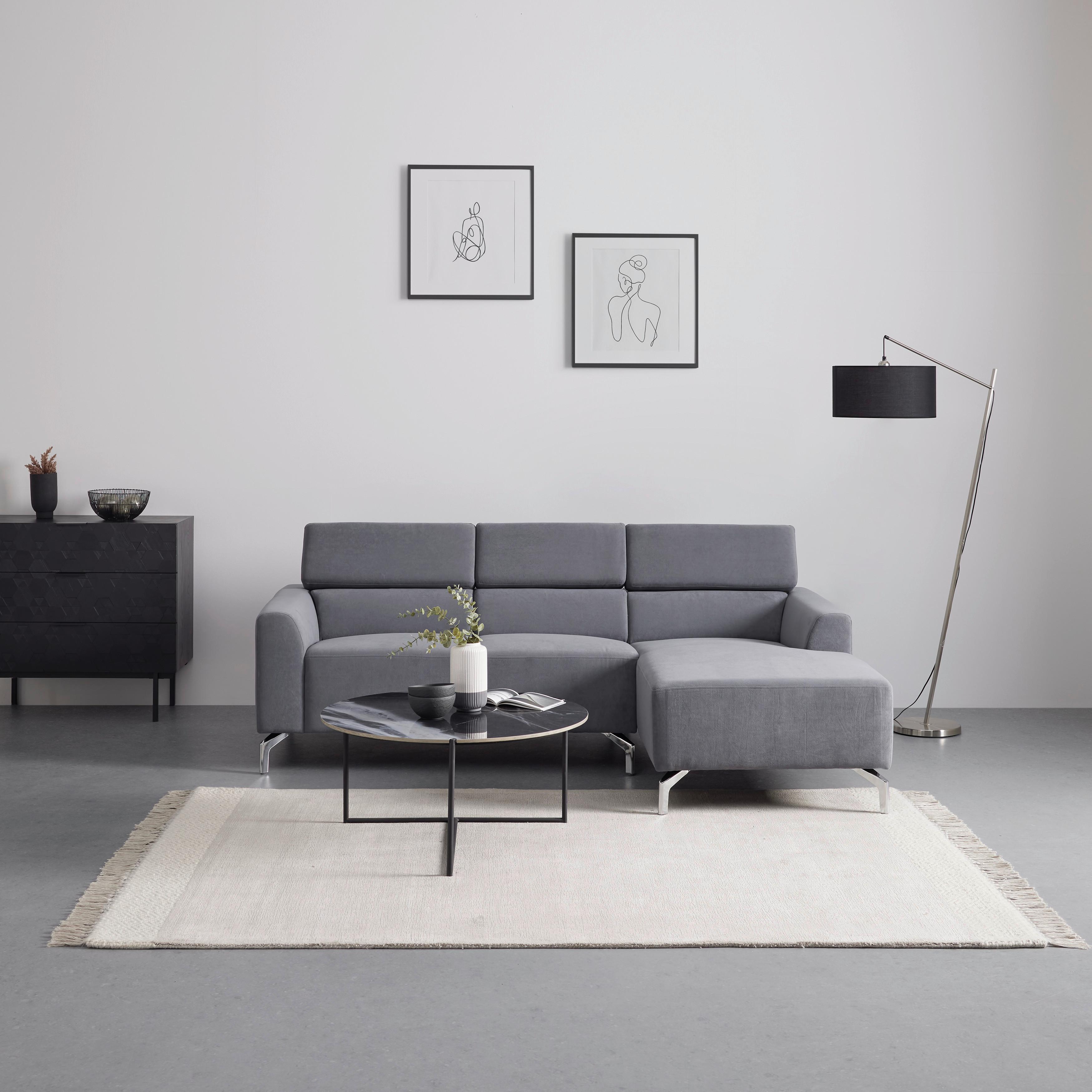 Sedežna Garnitura Filou - siva/srebrna, Moderno, kovina/tekstil (213/72-82/86-144cm) - Bessagi Home