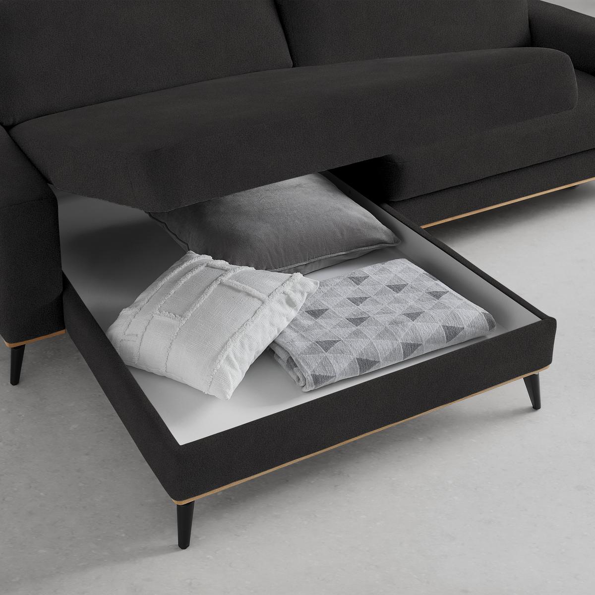 Wohnlandschaft Romeo Dunkelgrau - Dunkelgrau/Schwarz, KONVENTIONELL, Textil/Metall (167/87/234cm) - Zandiara
