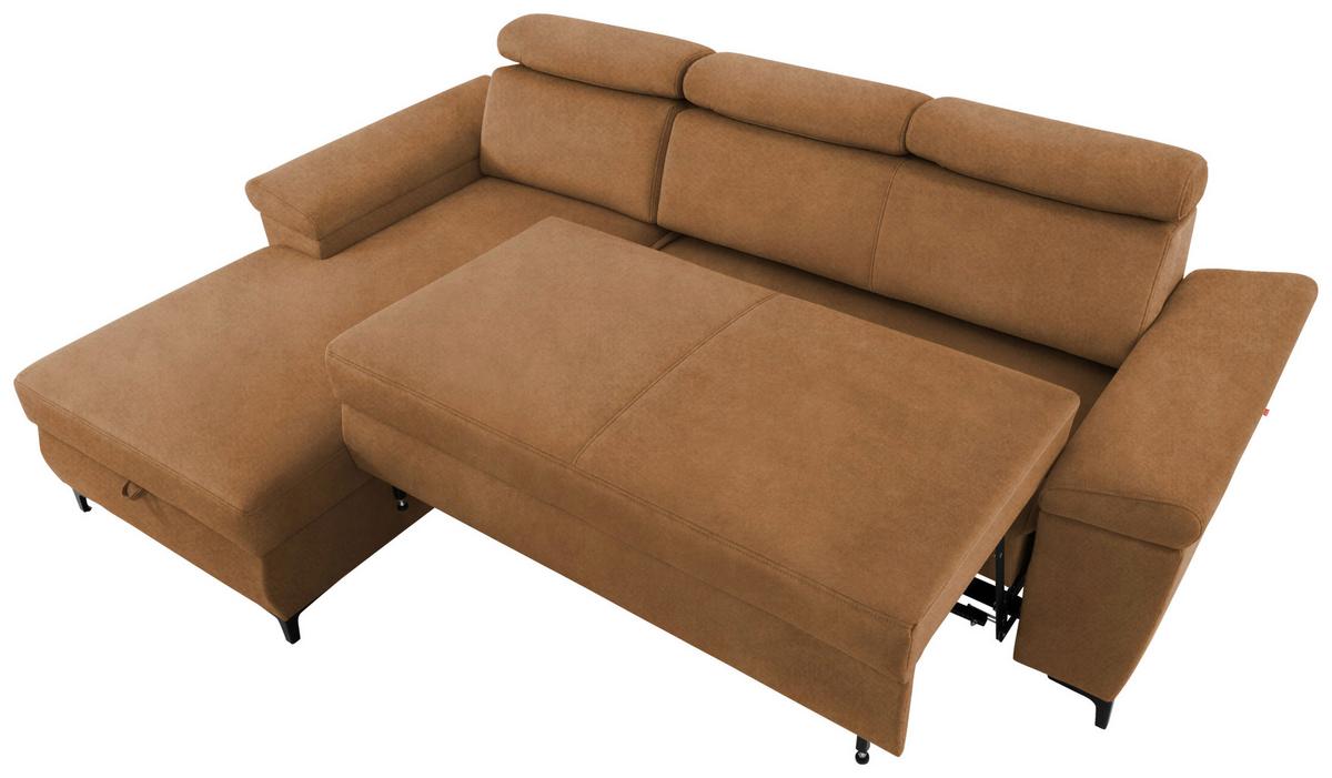 Sedežna Garnitura Santi, Oranžna, Ležišče, Predal - črna/oranžna, Moderno, kovina/tekstil (176/258cm) - Modern Living