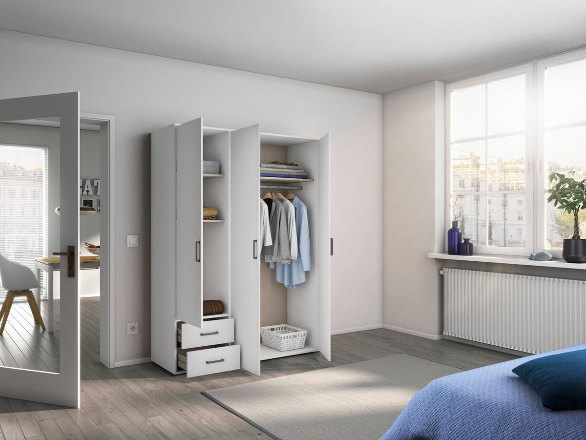 DULAP USI ROTATIVE VOYAGER - alb, Modern, material pe bază de lemn (140/194/53cm) - Modern Living