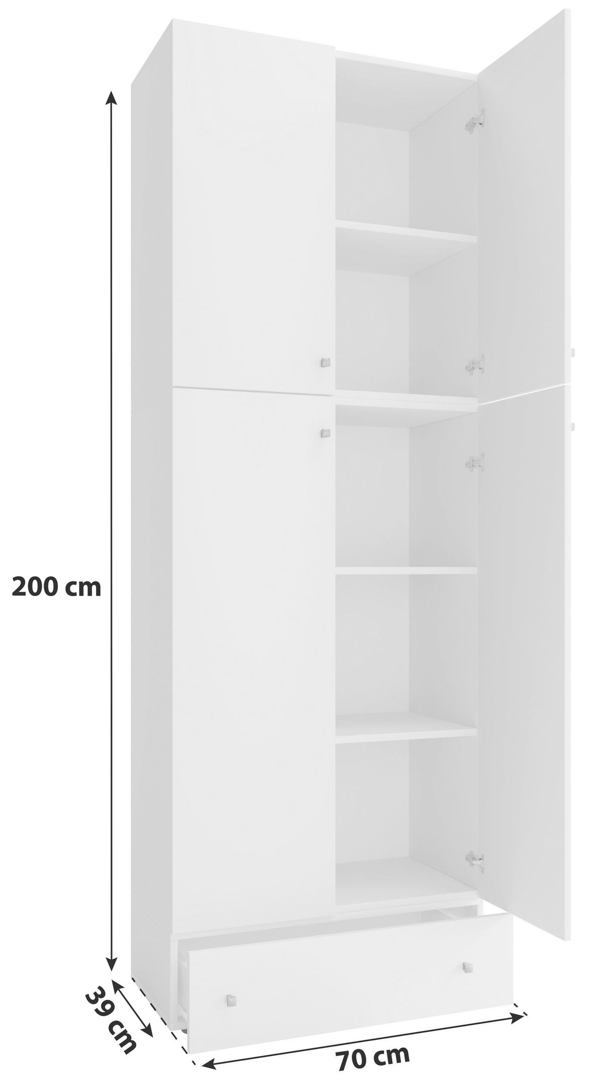 Omara Za Oblačila Lona Xxl, Bela - siva/bela, Moderno, umetna masa/leseni material (70/200/39cm) - MID.YOU