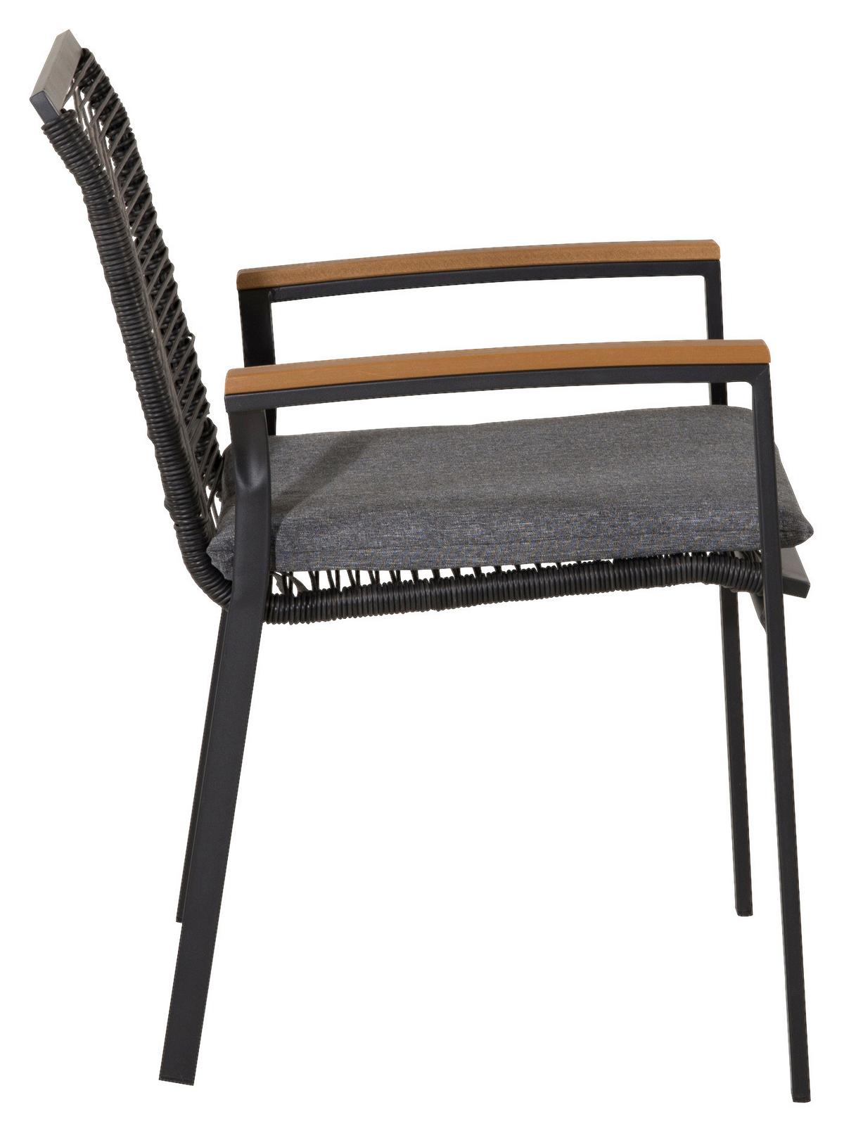 Gartenstuhl 2er-Set Dallas ca. 57x83,5x63,5 cm Schwarz - Schwarz/Akaziefarben, KONVENTIONELL, Holz/Kunststoff (57/83,5/63,5cm) - Gardenson