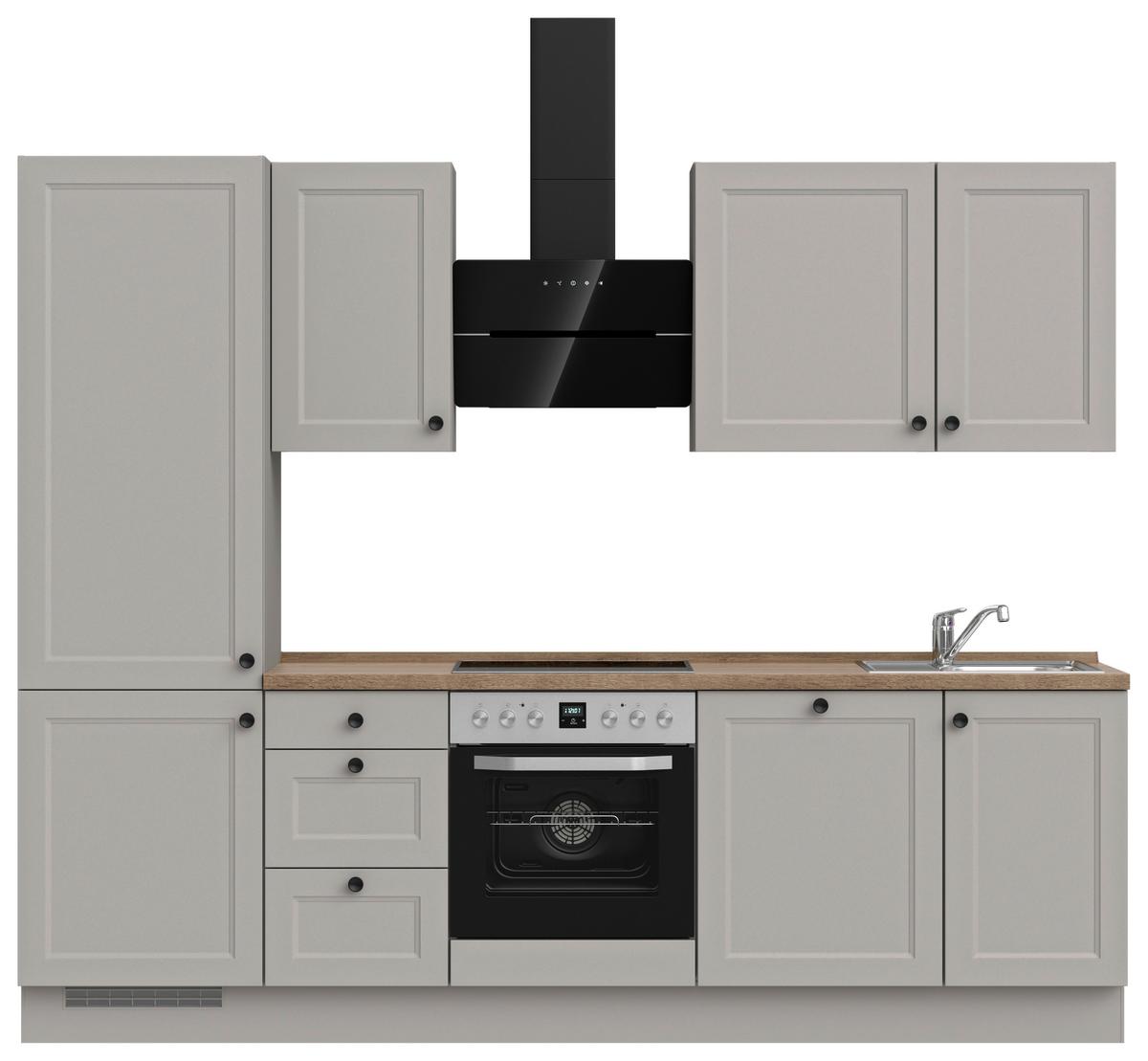 Küchenblock Cascada High m. Geräten Grau - Eiche dunkel/Schwarz, MODERN, Holzwerkstoff/Metall (270cm) - Nobilia