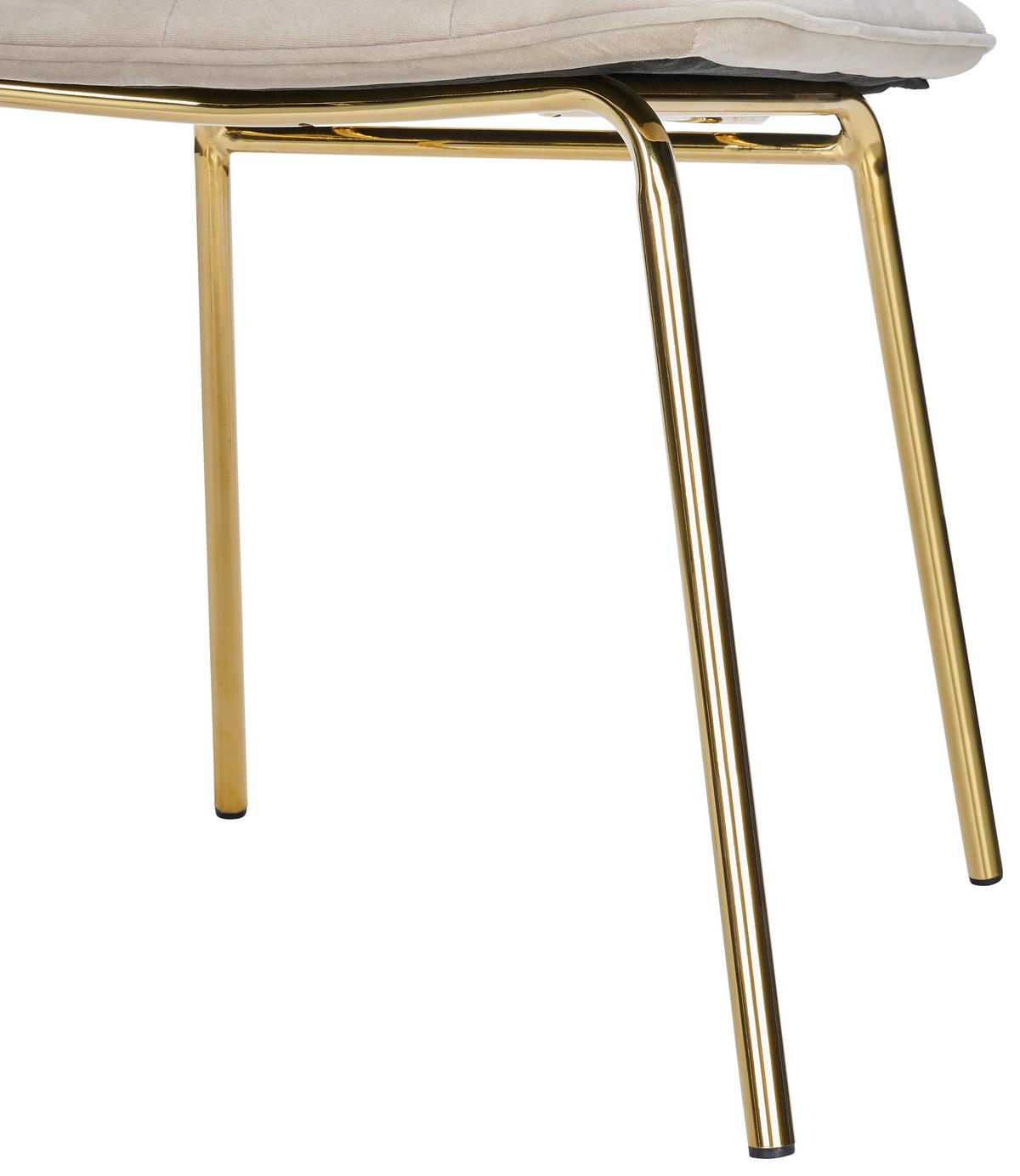 KRZESŁO MARINA SAMT - kolor złoty/taupe, Modern, metal/drewno (49/88/57cm) - Livetastic