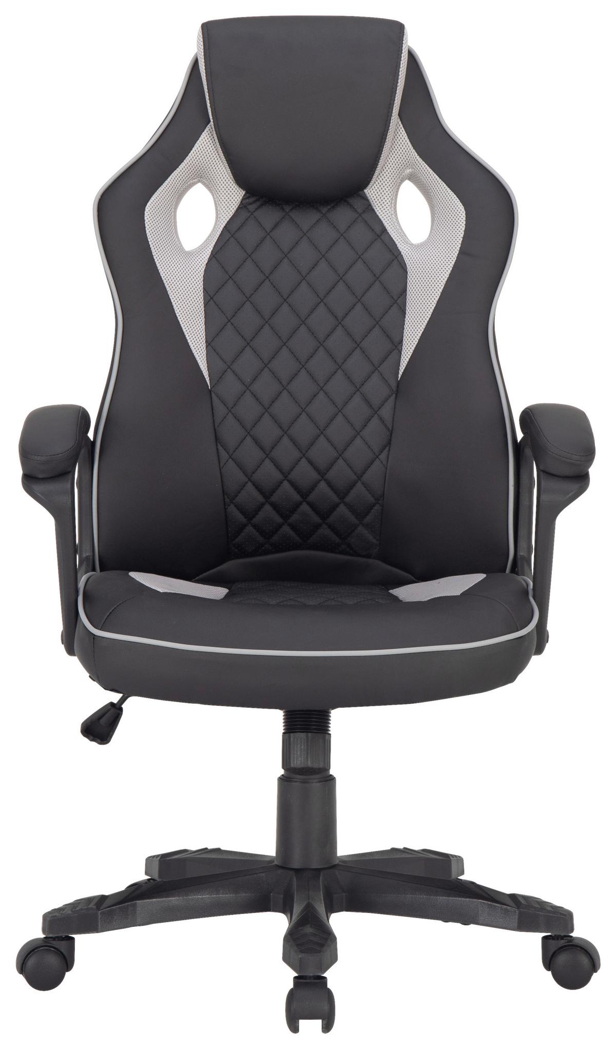 Scaun directorial Marco - negru/gri, Modern, plastic/metal (65,5/110-120/69cm) - Modern Living