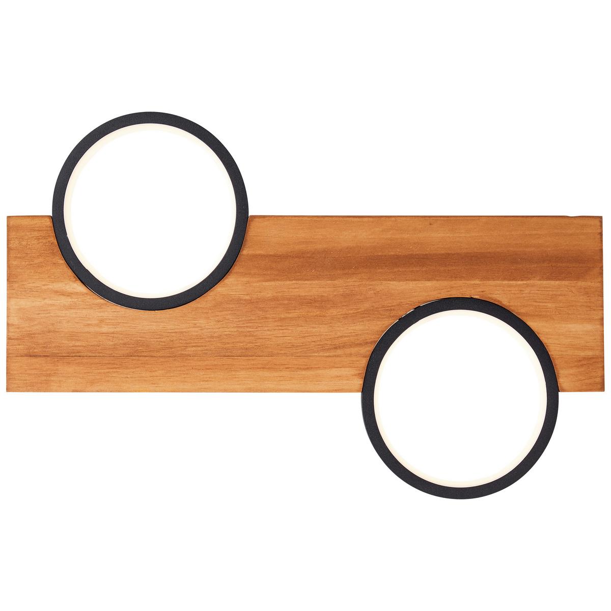 LED-Deckenleuchte Cheesy Schwarz/Hellbraun max. 14 Watt - Hellbraun/Schwarz, Natur, Holz/Metall (5,2/40/25cm) - Brilliant