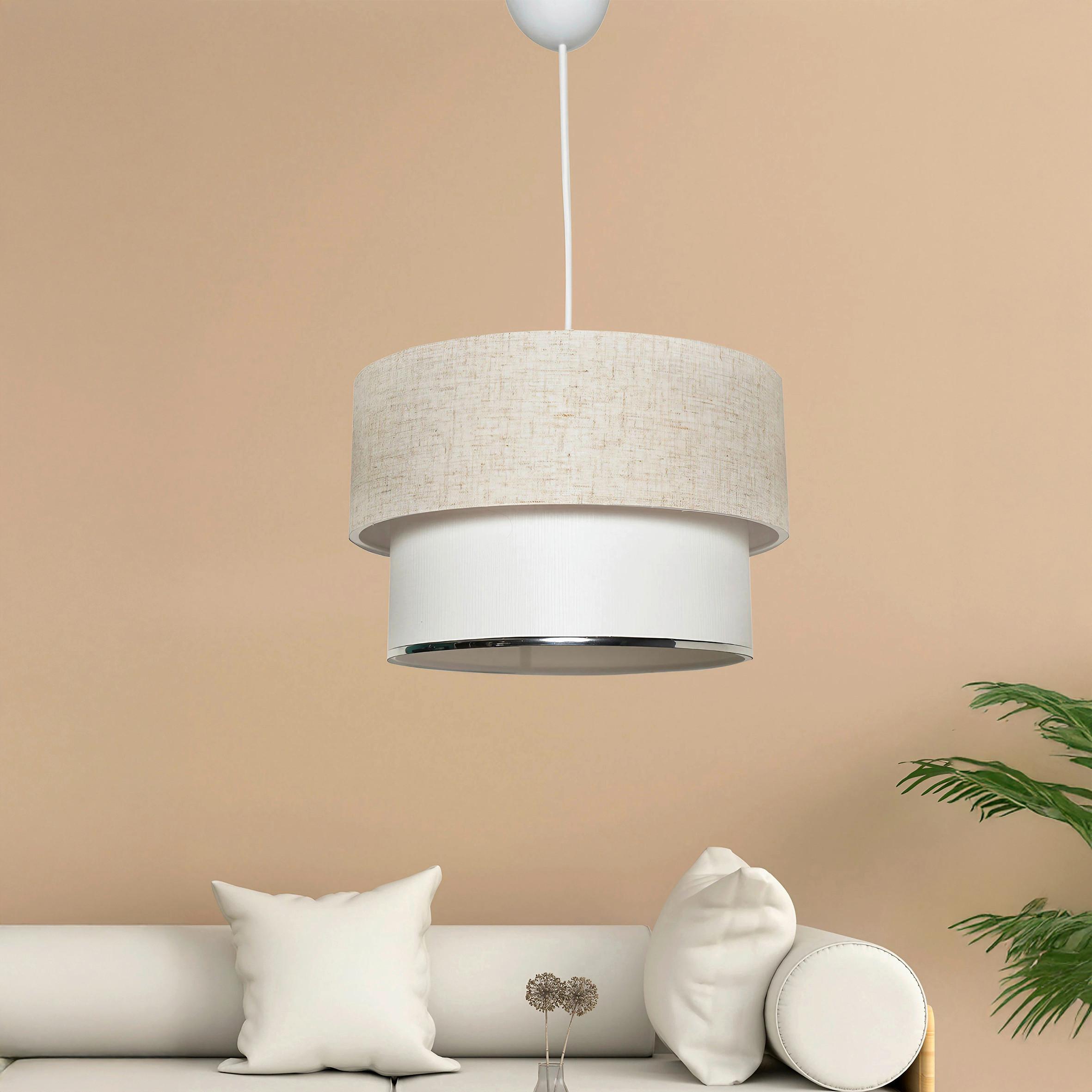 LAMPA WISZĄCA CORBEU - CREAM - kremowy/biały, Design, metal/tkanina (30/75cm) - P & B